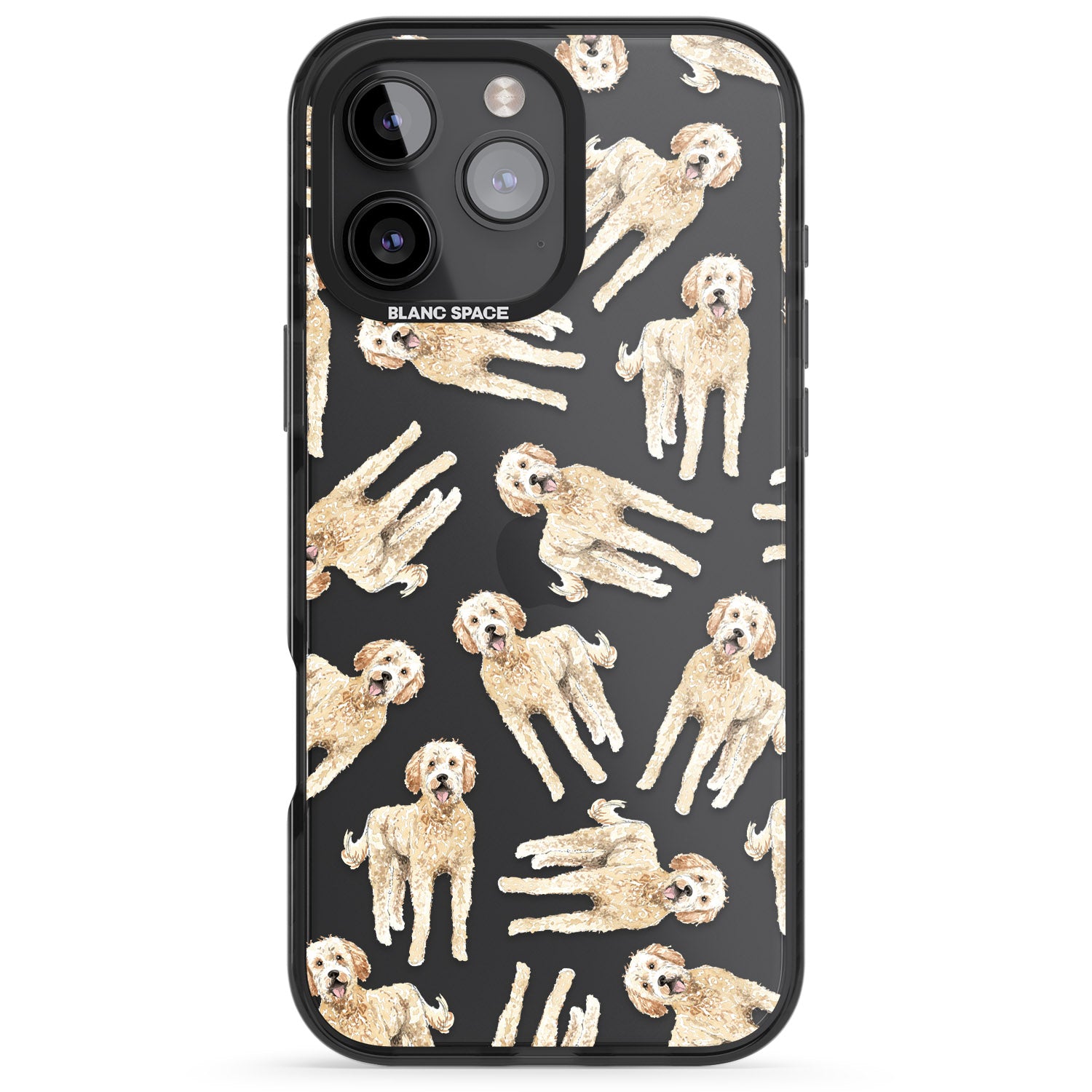 iPhone 16 Pro Max Goldendoodle Watercolour Dog Pattern Black Impact Phone Case