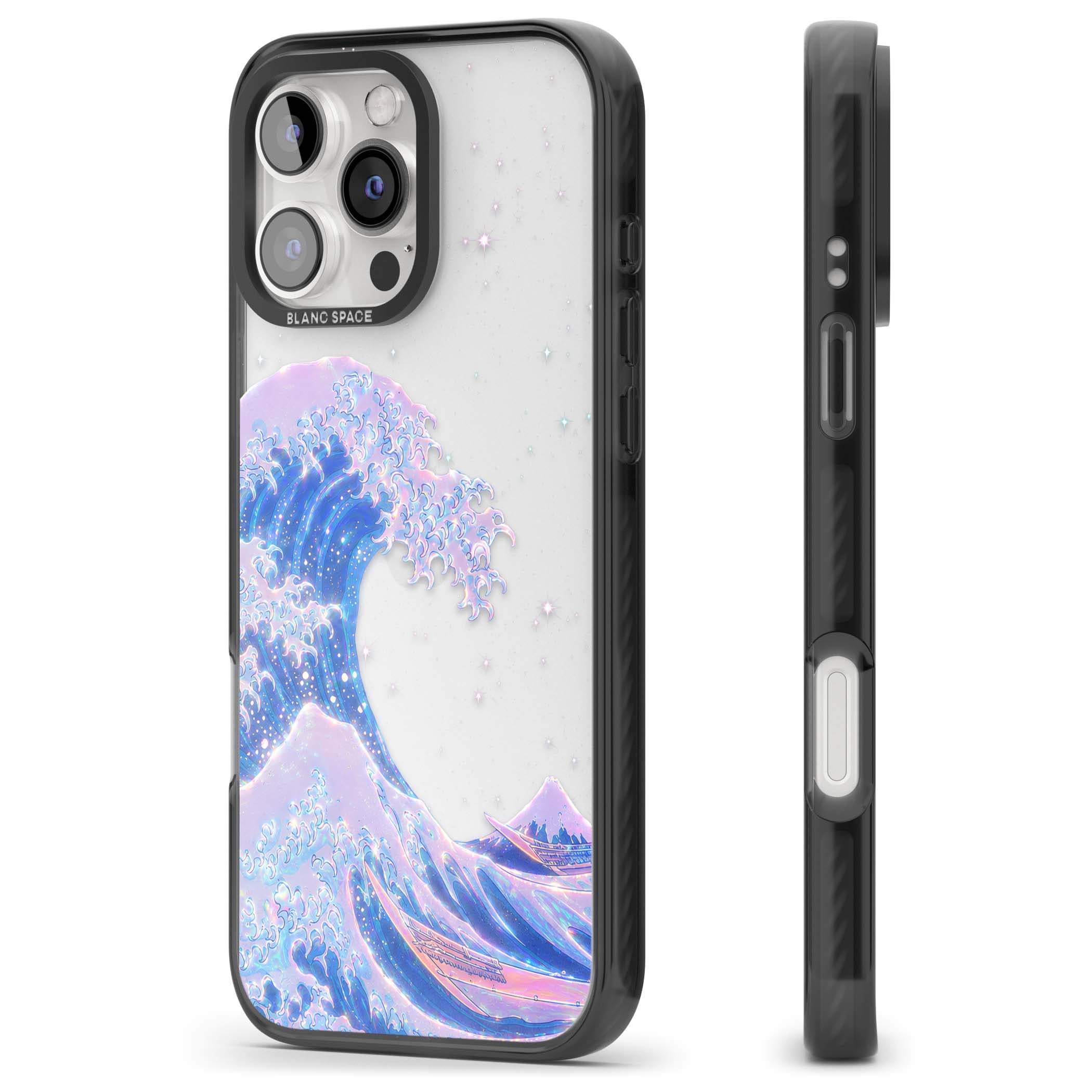 The Great Wave In Opal japanese iPhone case | Black Impact case for iPhone 16 Pro, iPhone 16 Pro Max