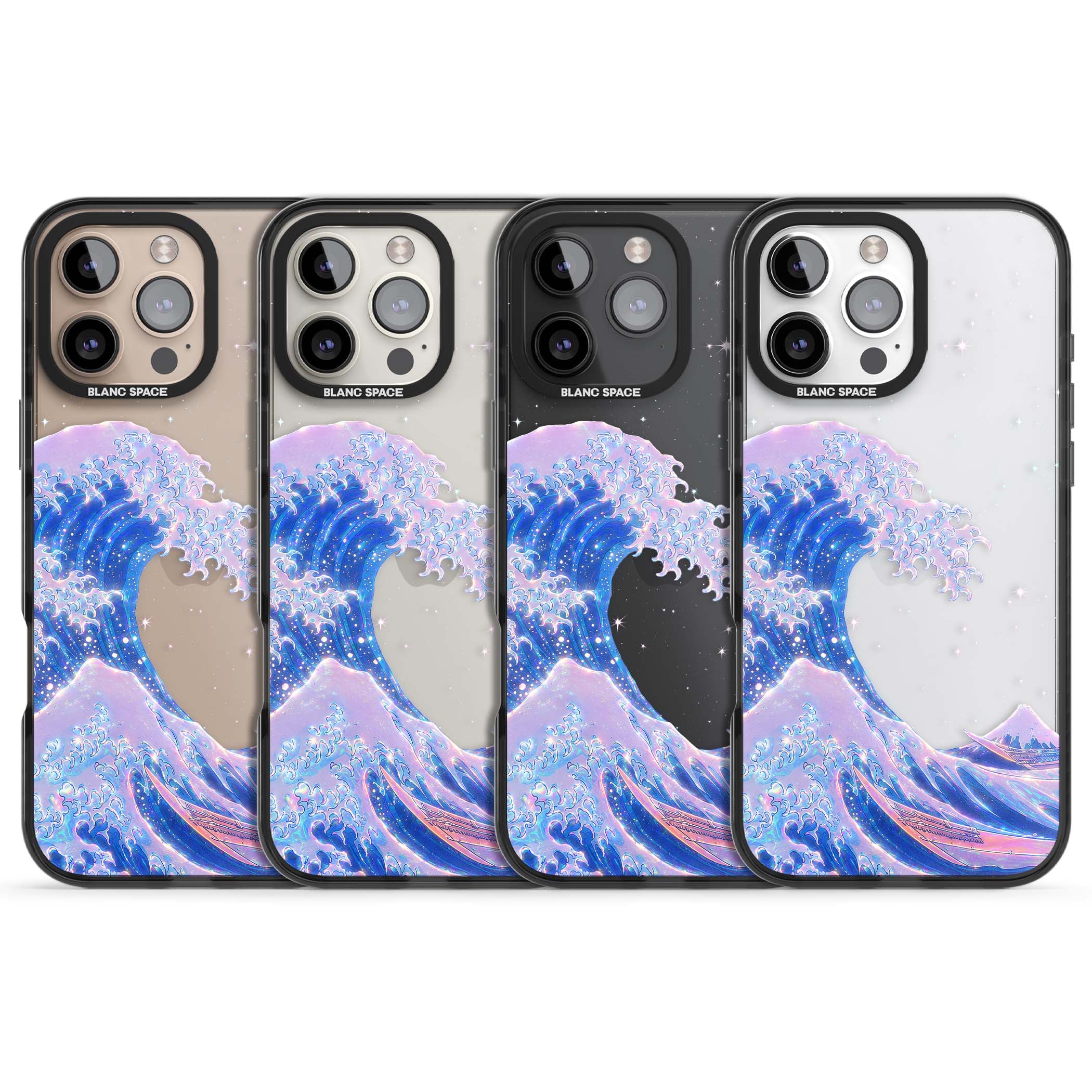The Great Wave In Opal japanese iPhone case | Black Impact case for iPhone 16 Pro, iPhone 16 Pro Max