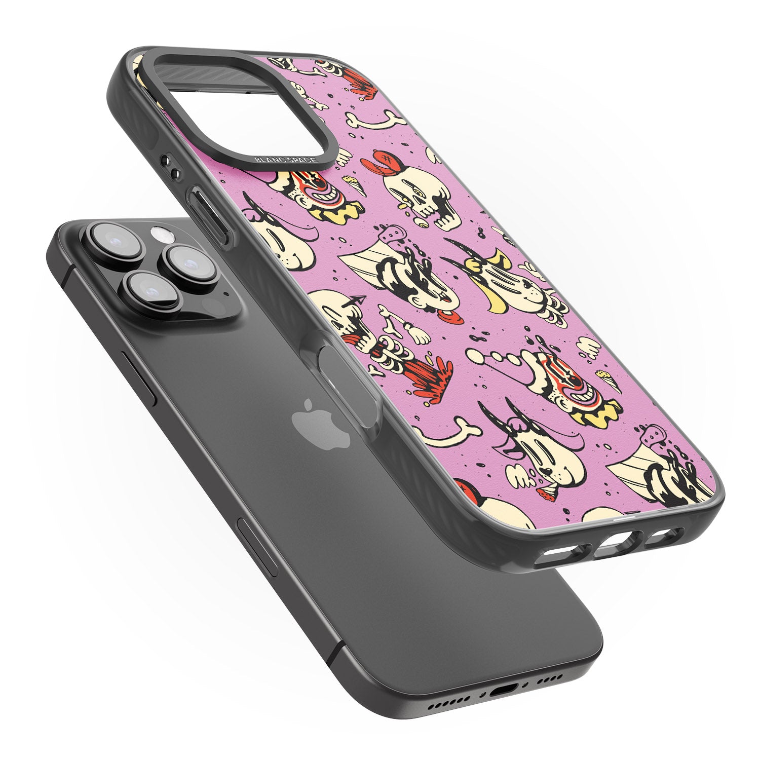 iPhone 16 Pro Max Purple Retro Halloween Pattern Black Impact Phone Case