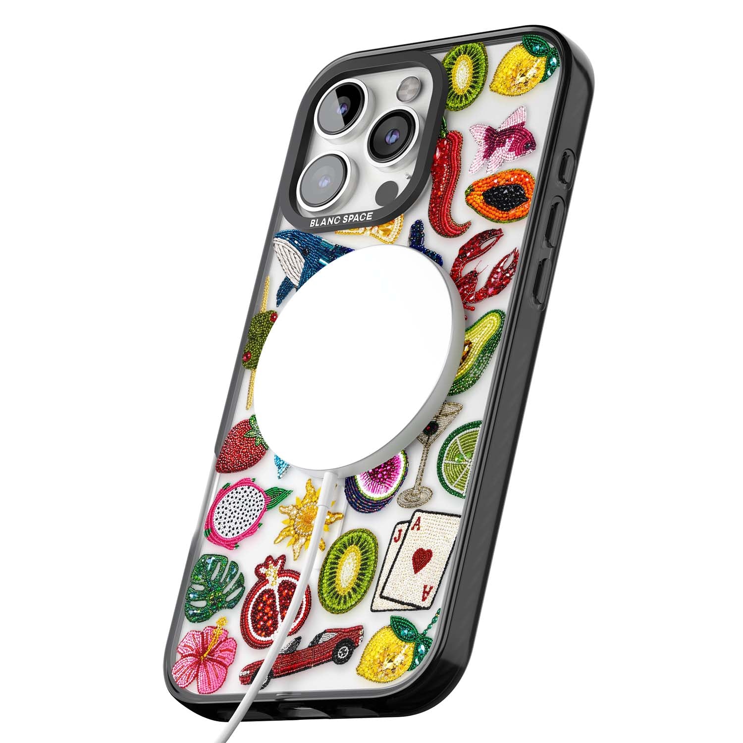 Beaded Mix cute iPhone case | Black Impact Magsafe case for iPhone 16 Pro, iPhone 16 Pro Max