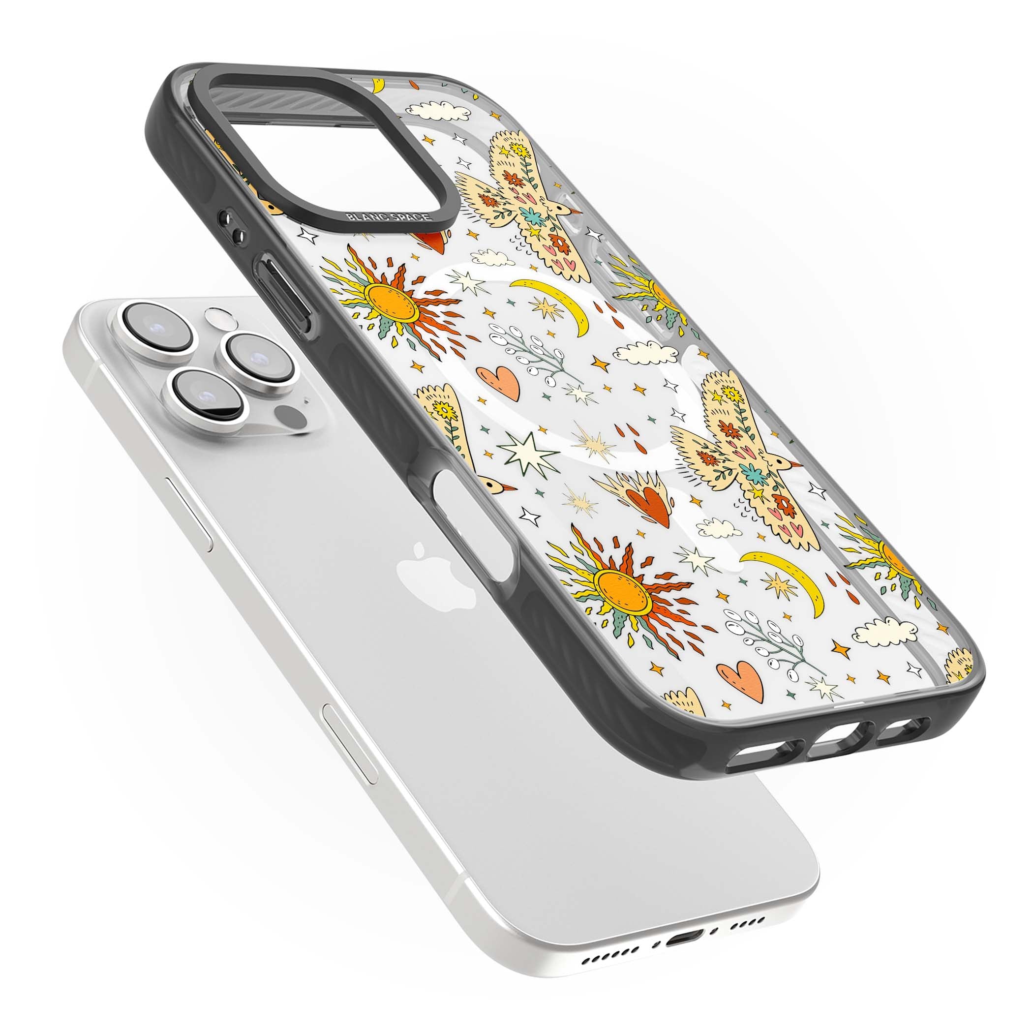 Elevate Your Phone'S Style With This Boho Celestial Sun & Eye Phone Case, Featuring A Mystical Blend Of Suns, All-Seeing Eyes, Butterflies, Stars, And