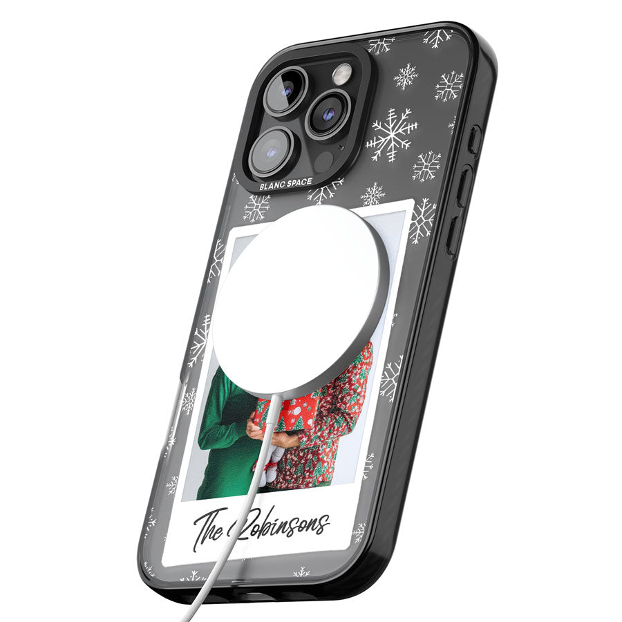 Personalised Snowflake Photo Black Impact Magsafe Phone Case for iPhone 16 Pro, iPhone 16 Pro Max