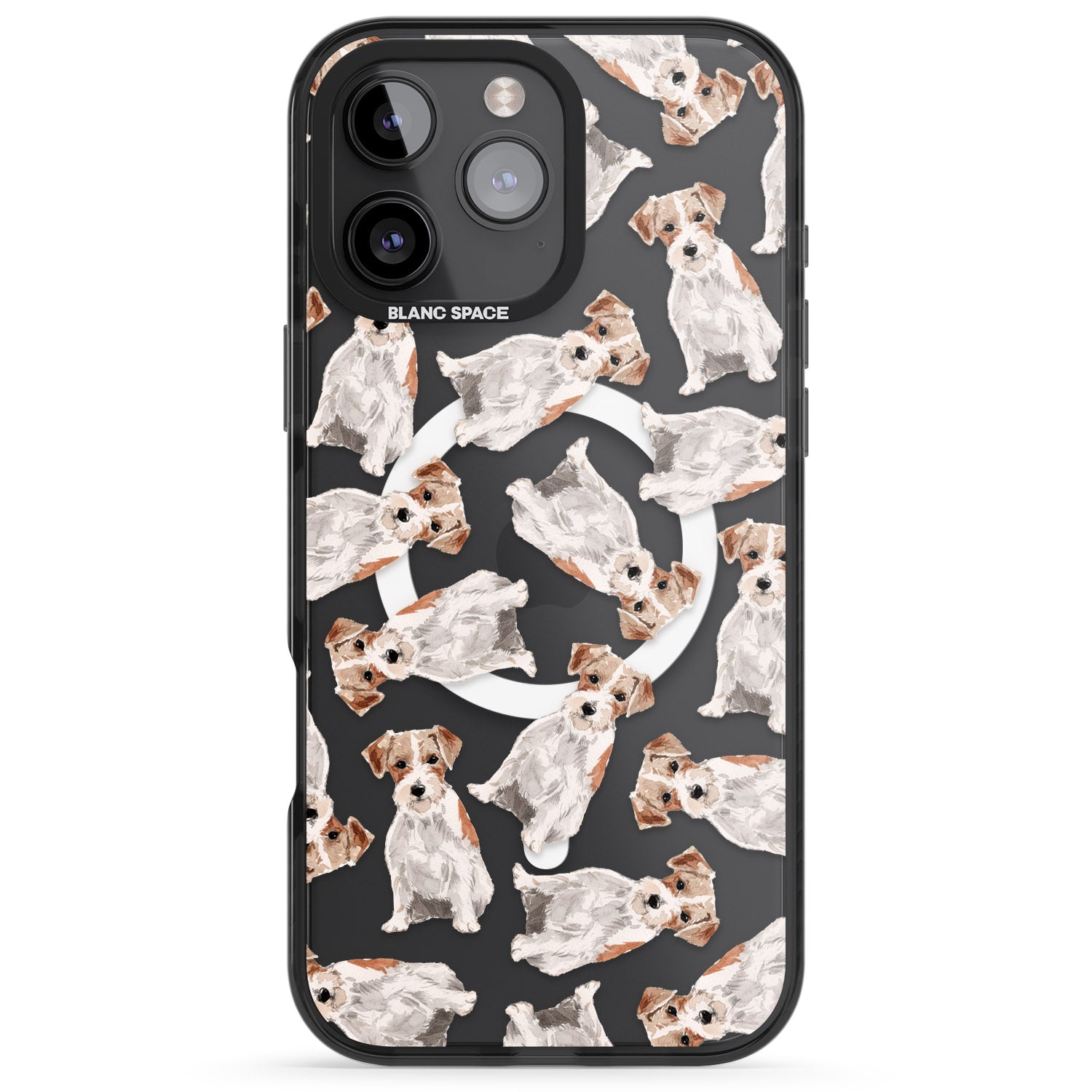 iPhone 16 Pro Max Wirehaired Jack Russell Watercolour Dog Pattern Black Impact Phone Case