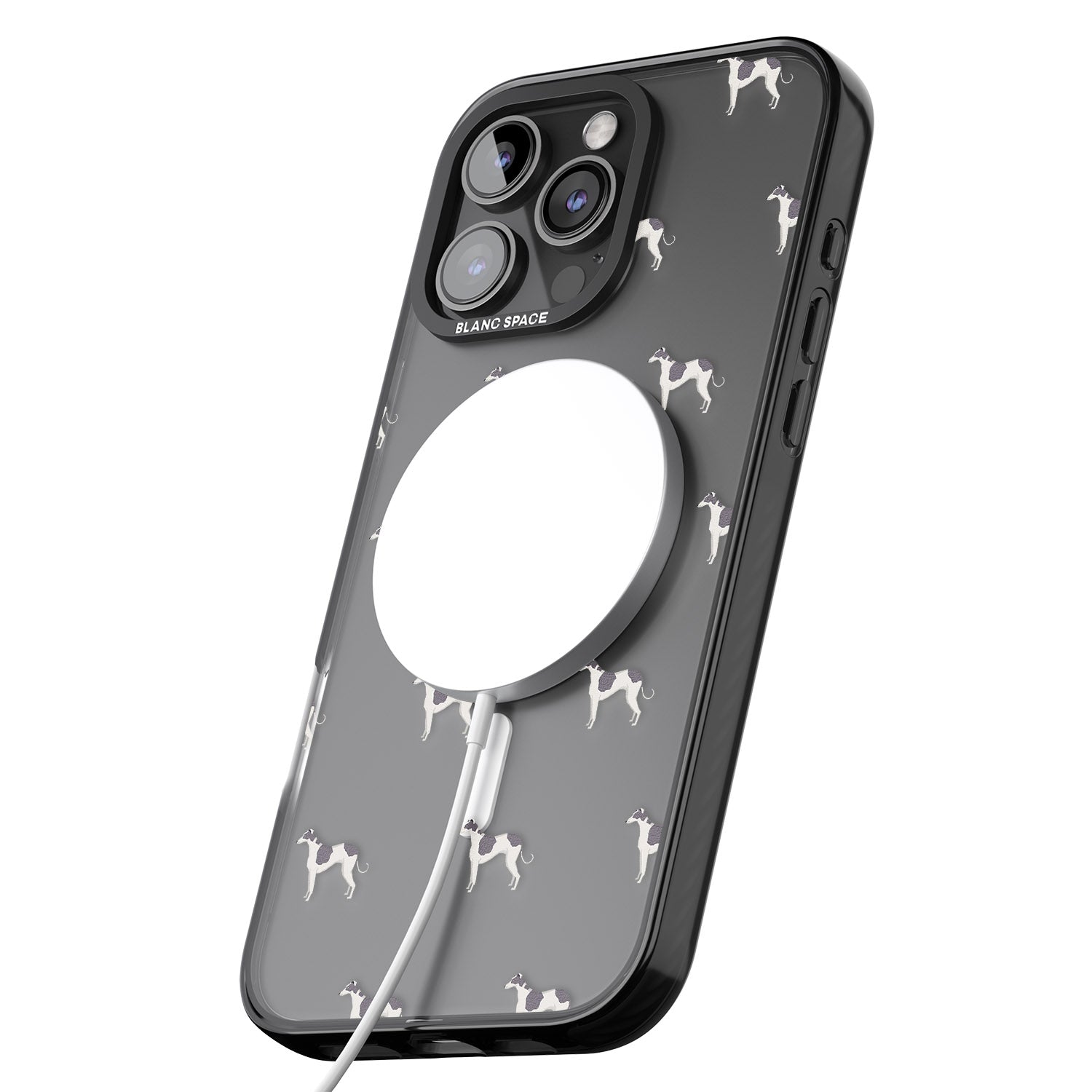 iPhone 16 Pro Max Greyhound Dog Pattern Clear Black Impact Phone Case