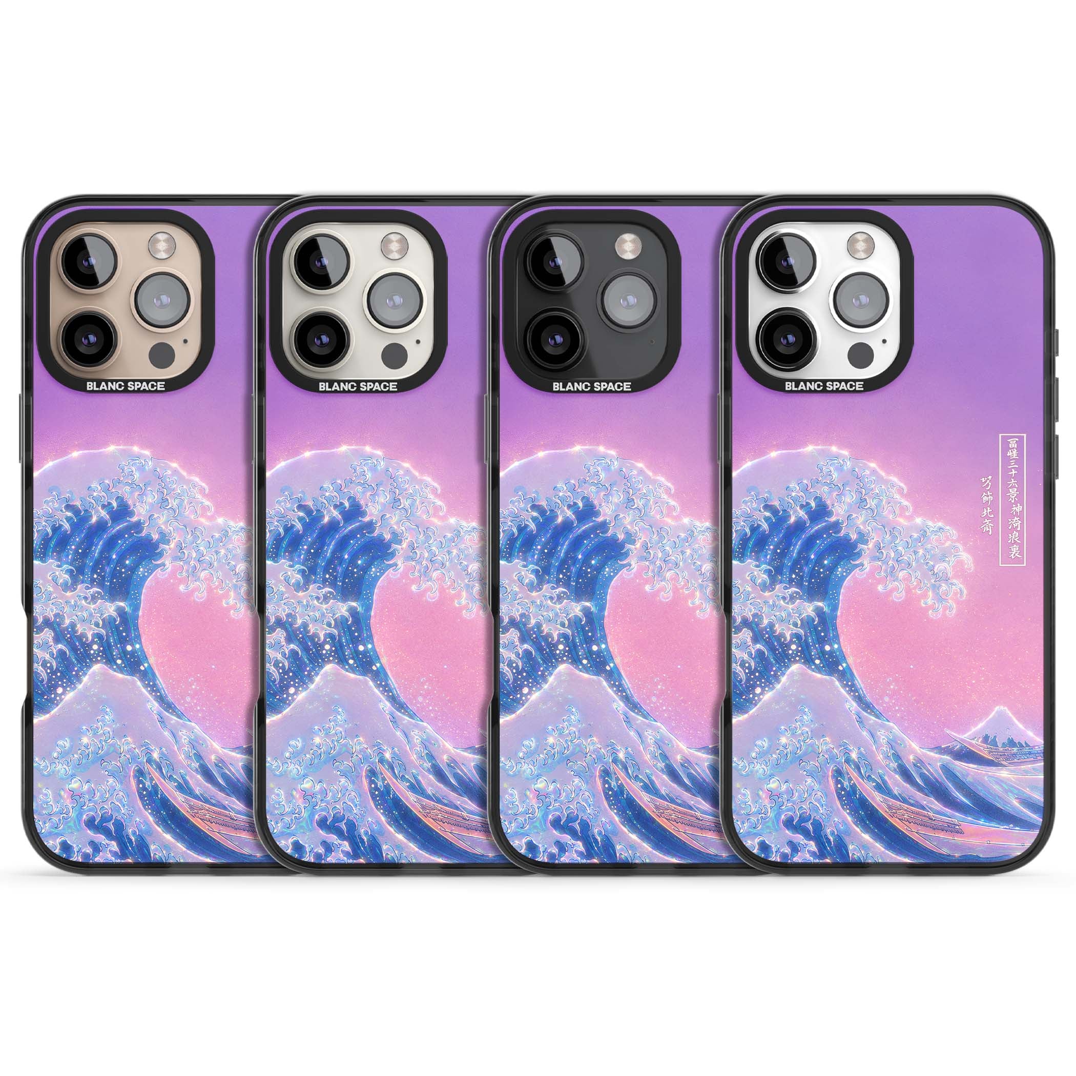 The Great Opal Wave Japanese iPhone case featuring Hokusai's great wave in iridescent pastels with lilac sky and Mou | Black Impact Magsafe case for iPhone 16 Pro, iPhone 16 Pro Max