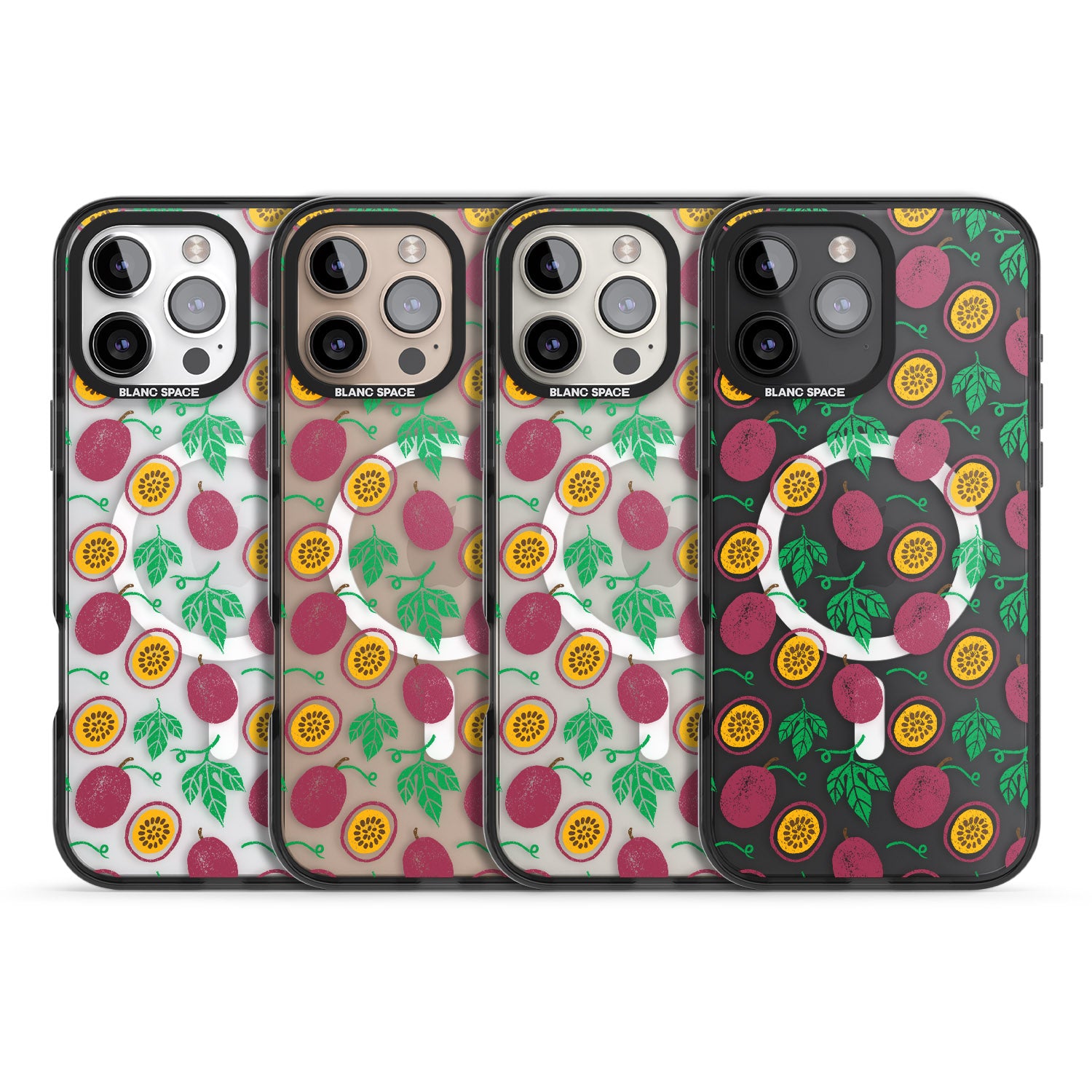 iPhone 16 Pro Max Passion Fruit Pattern Black Impact Phone Case