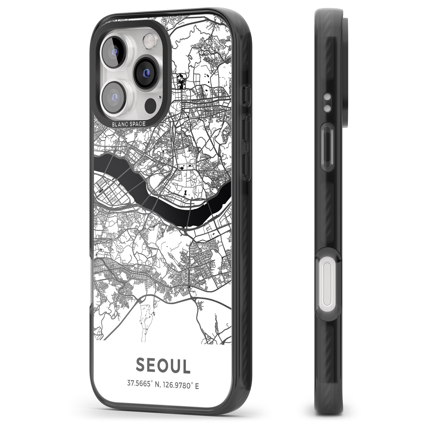 iPhone 16 Pro Max Map of Seoul, South Korea Black Impact Phone Case