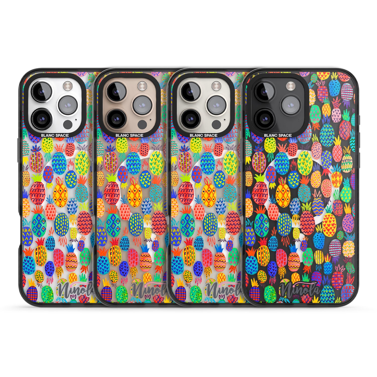 iPhone 16 Pro Max Cute Pineapples Black Impact Phone Case