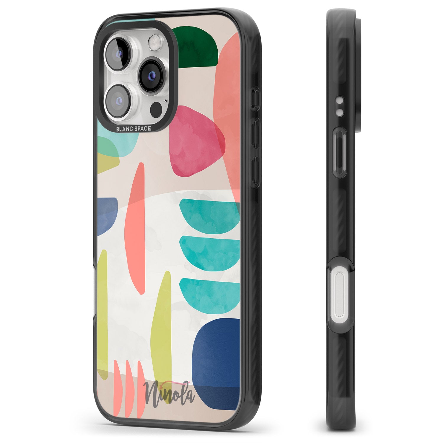 iPhone 16 Pro Max Organic Bold Shapes Black Impact Phone Case