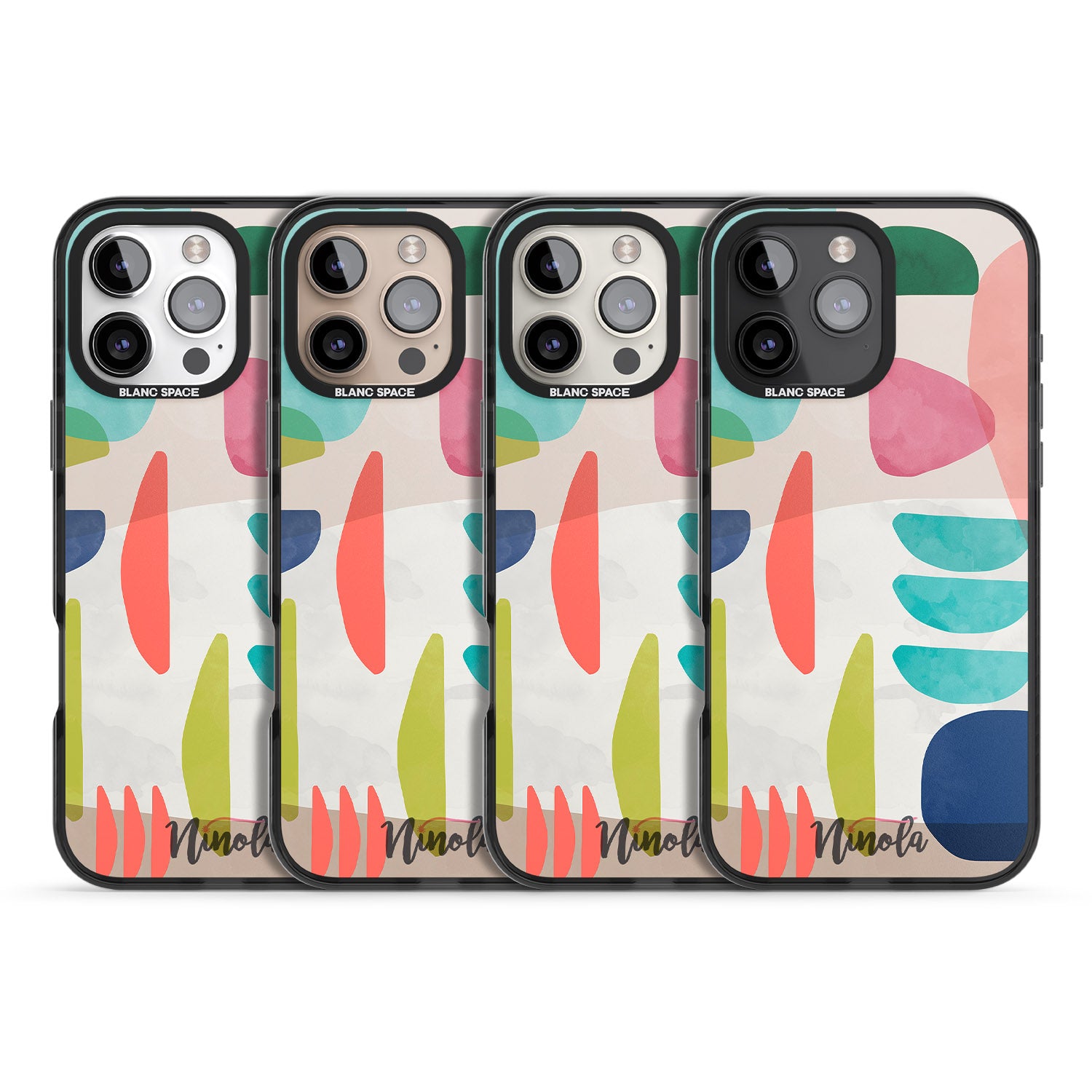 iPhone 16 Pro Max Organic Bold Shapes Black Impact Phone Case