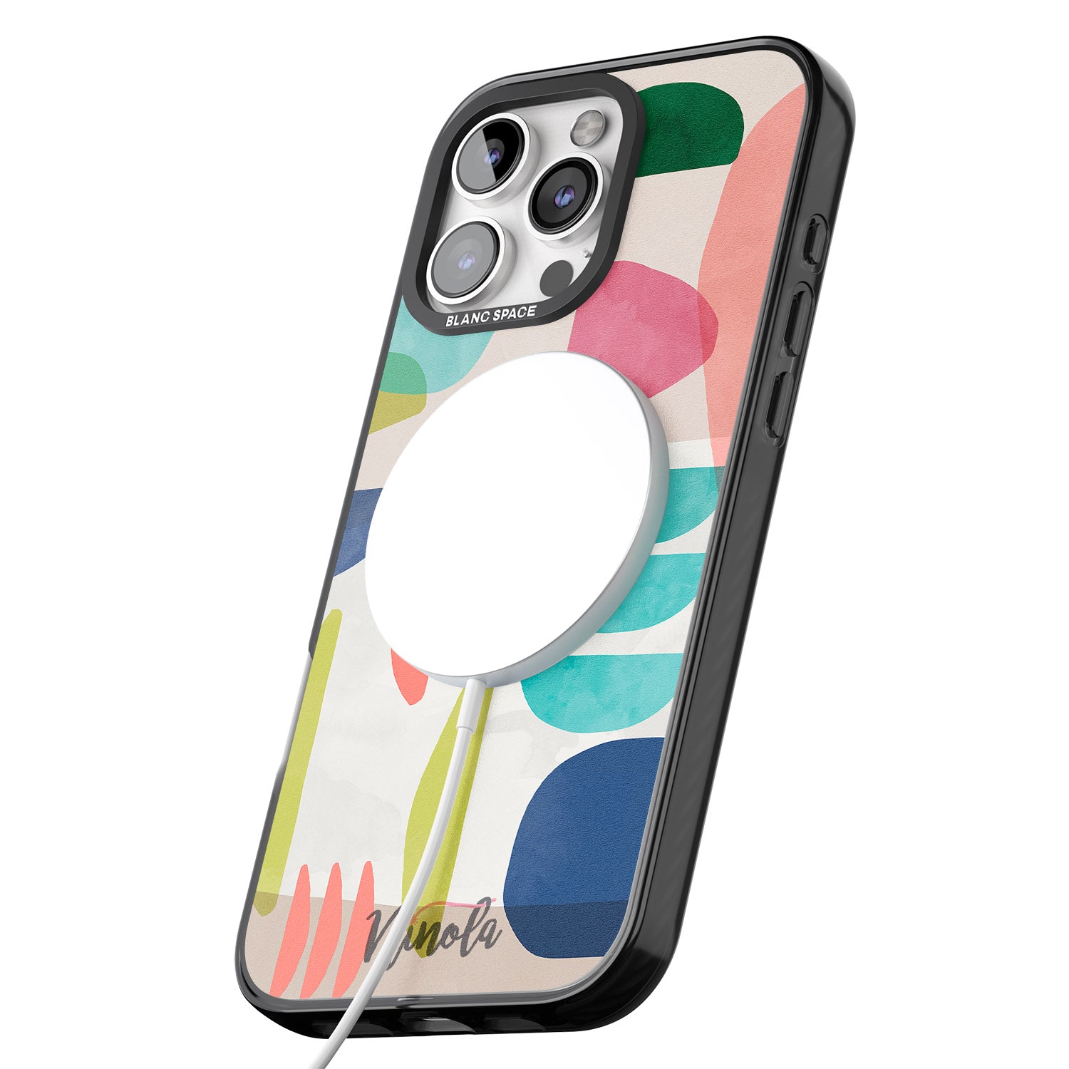 iPhone 16 Pro Max Organic Bold Shapes Black Impact Phone Case