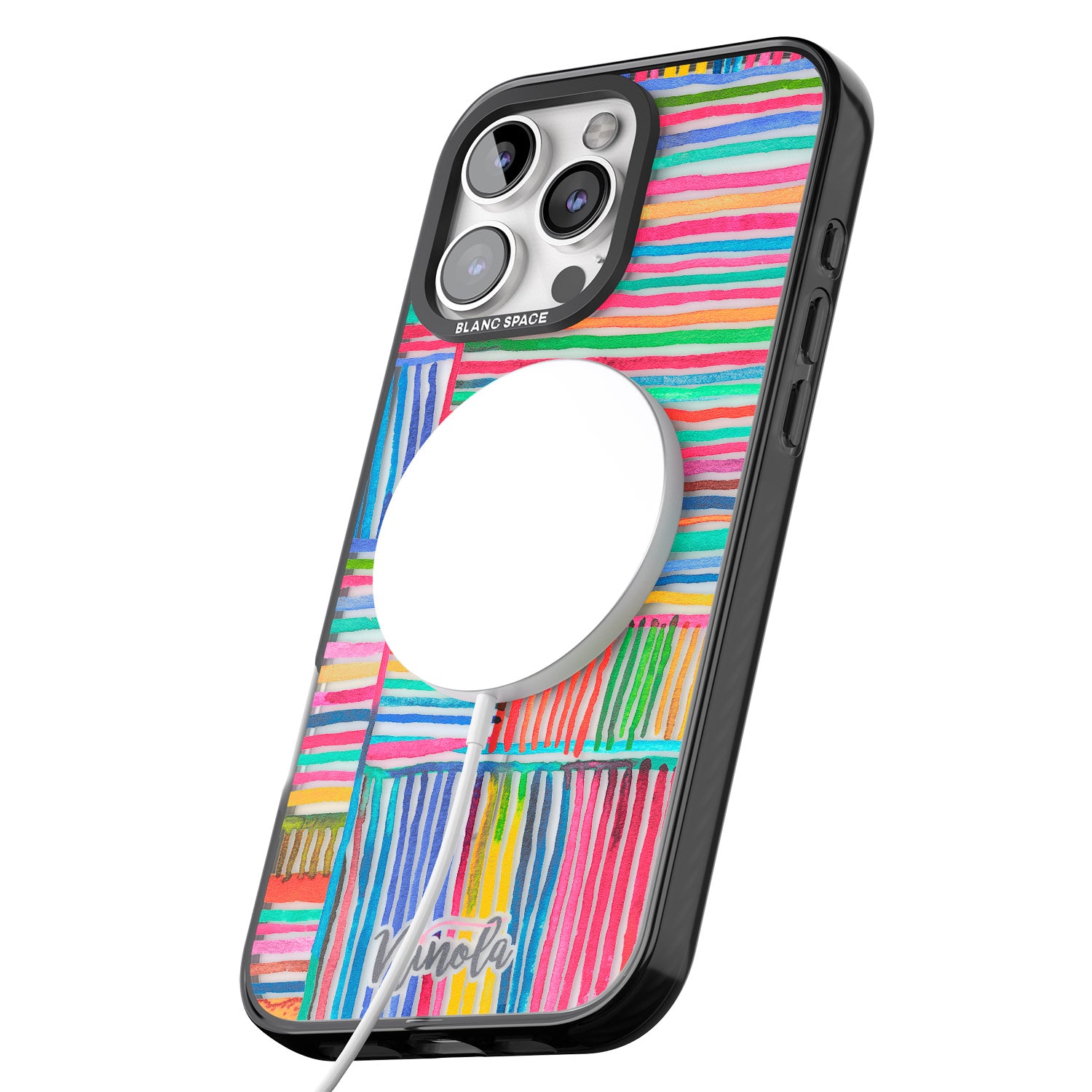 iPhone 16 Pro Max Watercolor Relaxing Lines Black Impact Phone Case