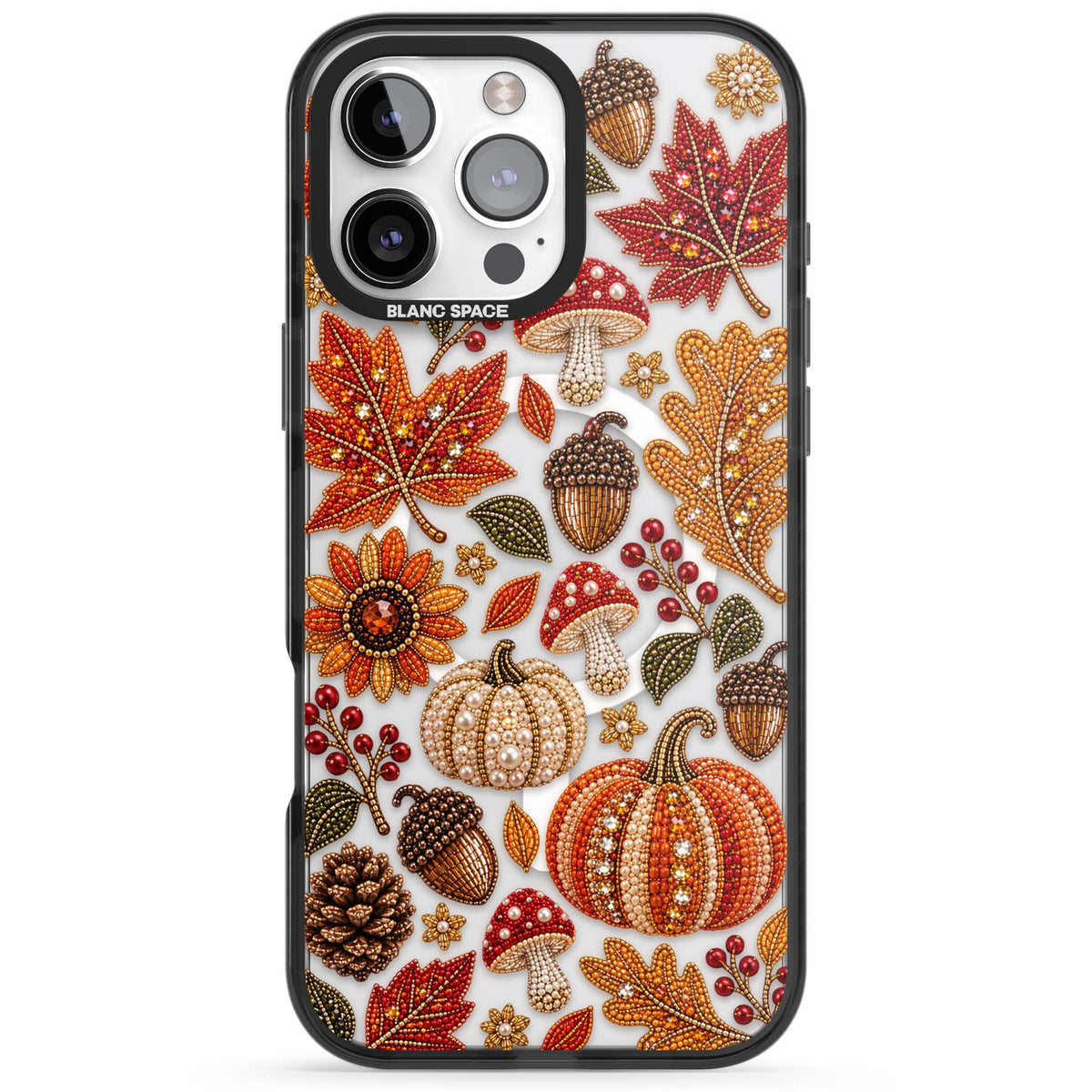 Beaded Autumn iPhone case | Black Impact Magsafe case for iPhone 16 Pro, iPhone 16 Pro Max