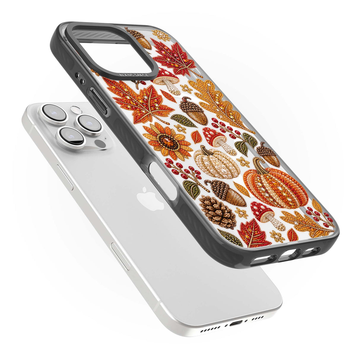Beaded Autumn iPhone case | Black Impact Magsafe case for iPhone 16 Pro, iPhone 16 Pro Max