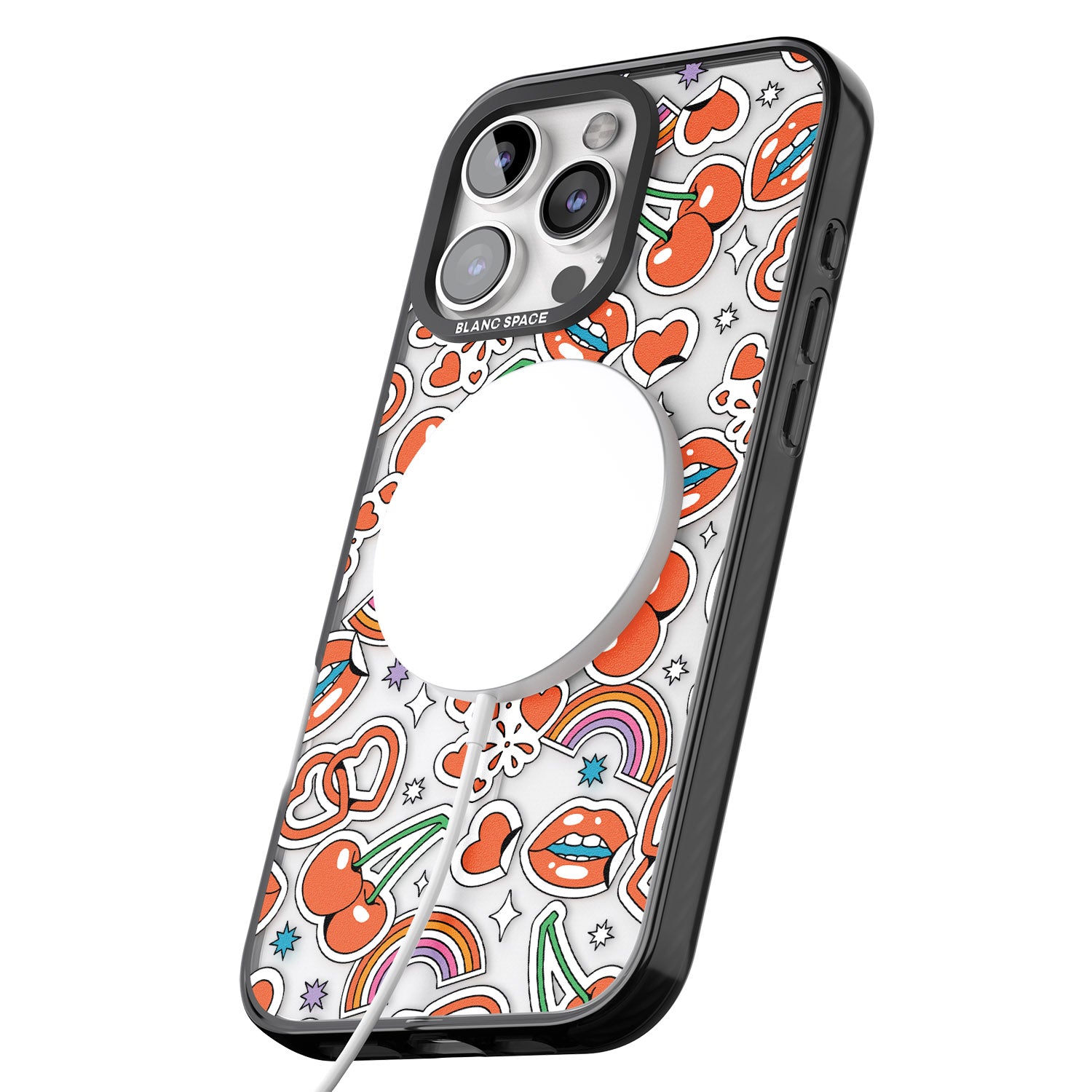 iPhone 16 Pro Max Red Sticker Pop Black Impact Phone Case
