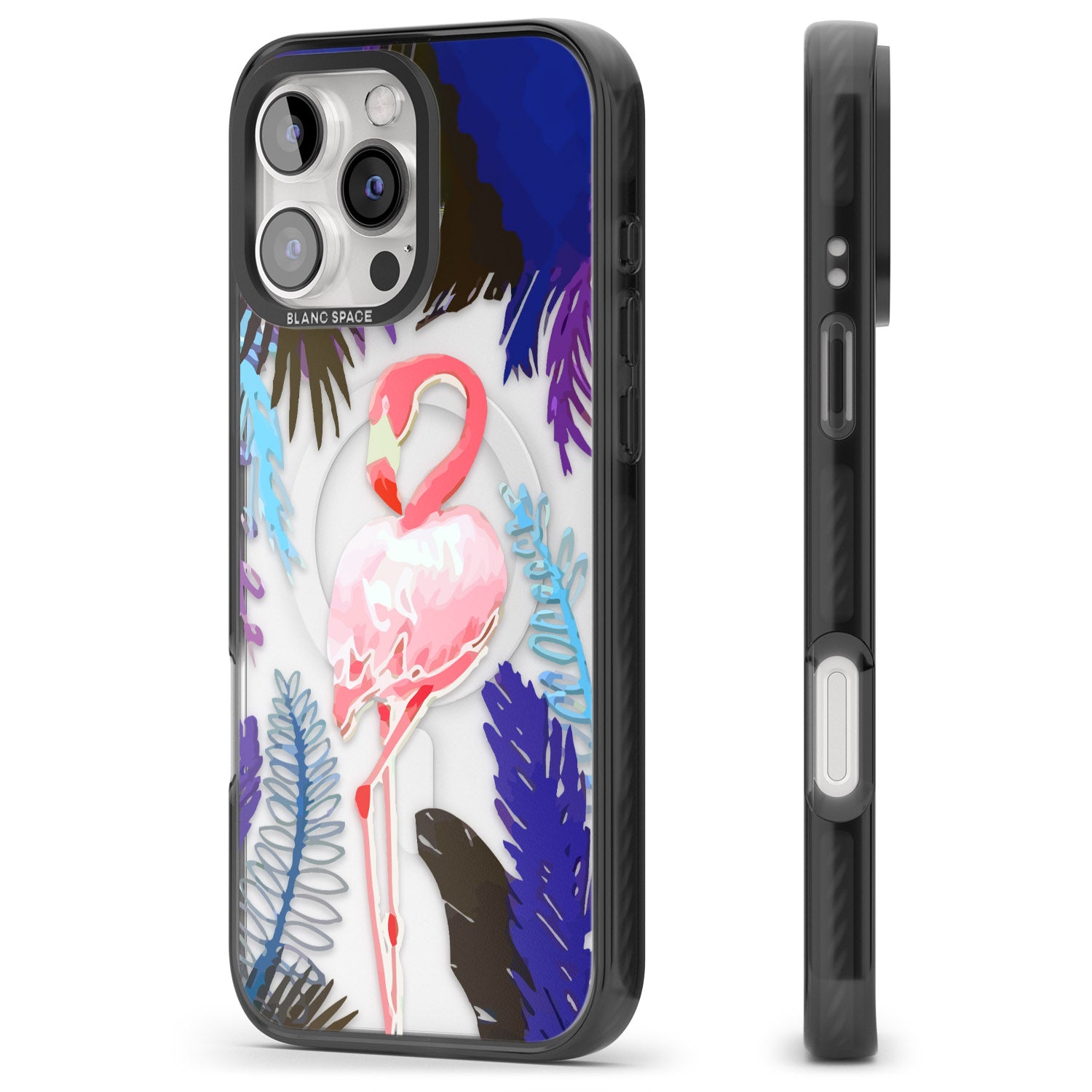 iPhone 16 Pro Max Tropical Flamingo Black Impact Phone Case