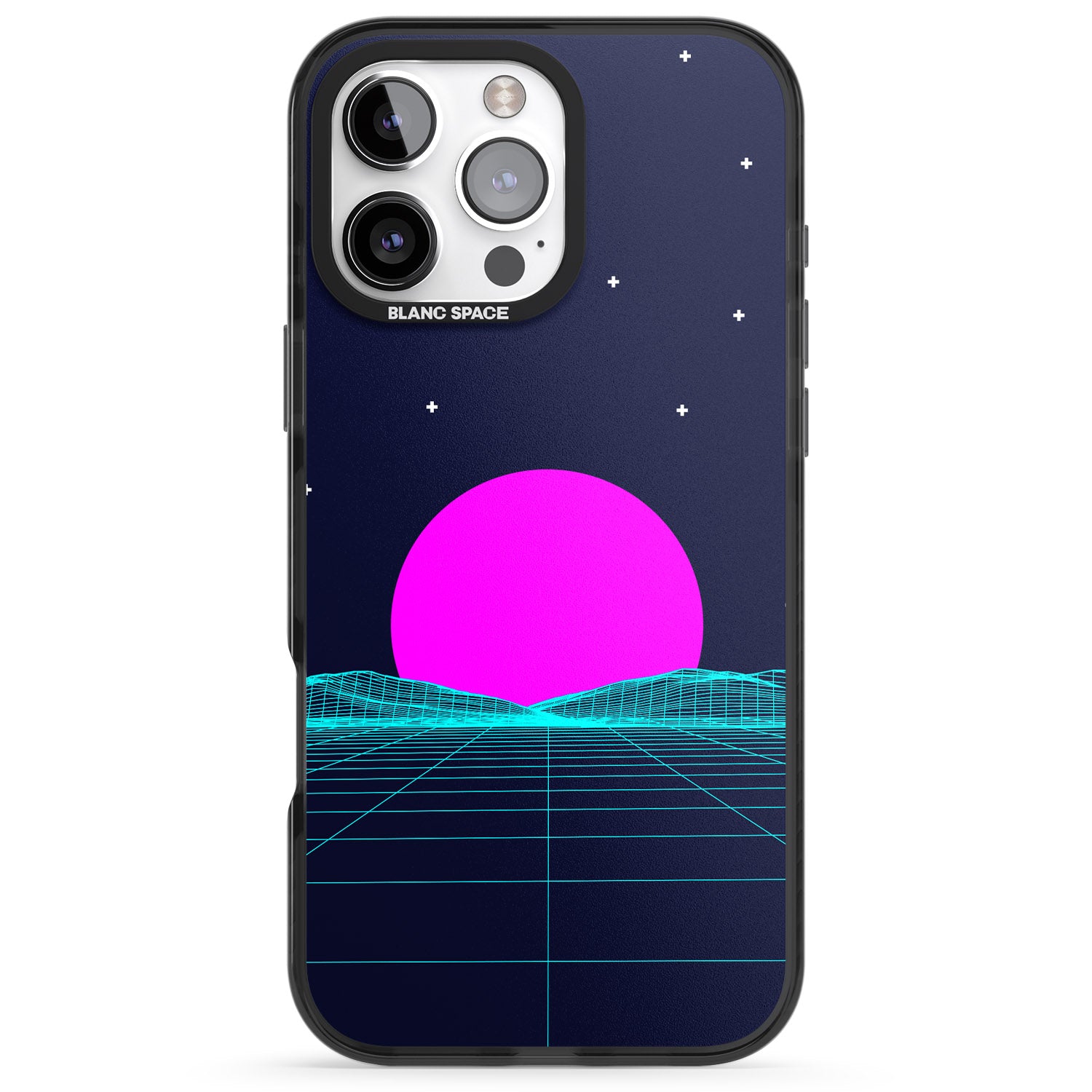 iPhone 16 Pro Max Miami Sunset Vaporwave Black Impact Phone Case