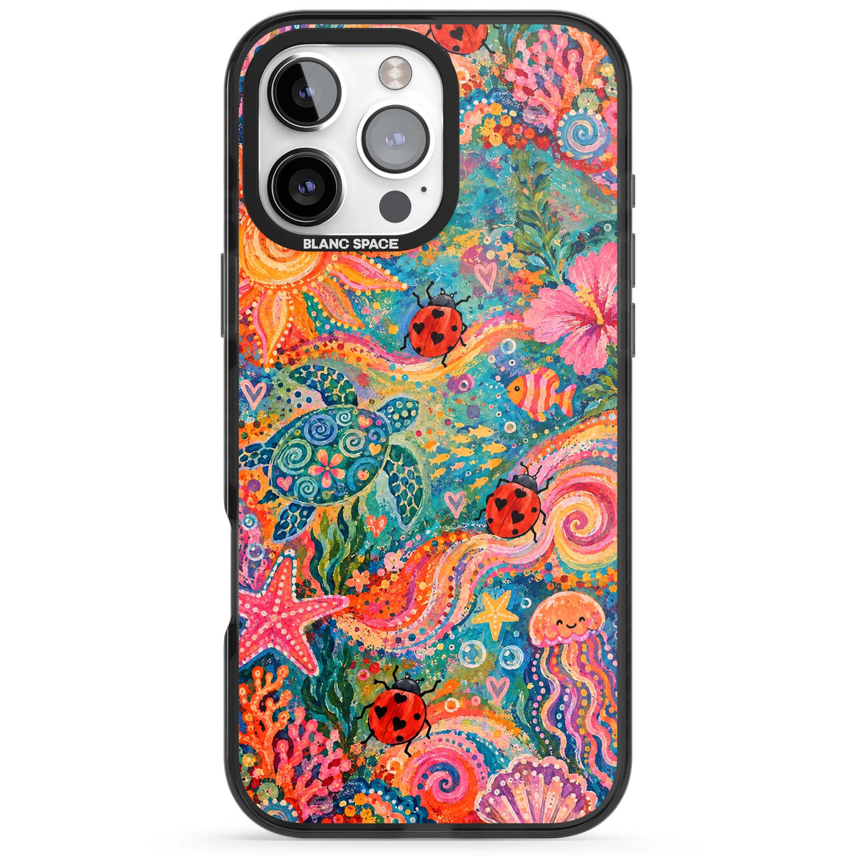 Coral Whimsy for her iPhone case | Black Impact Magsafe case for iPhone 16 Pro, iPhone 16 Pro Max