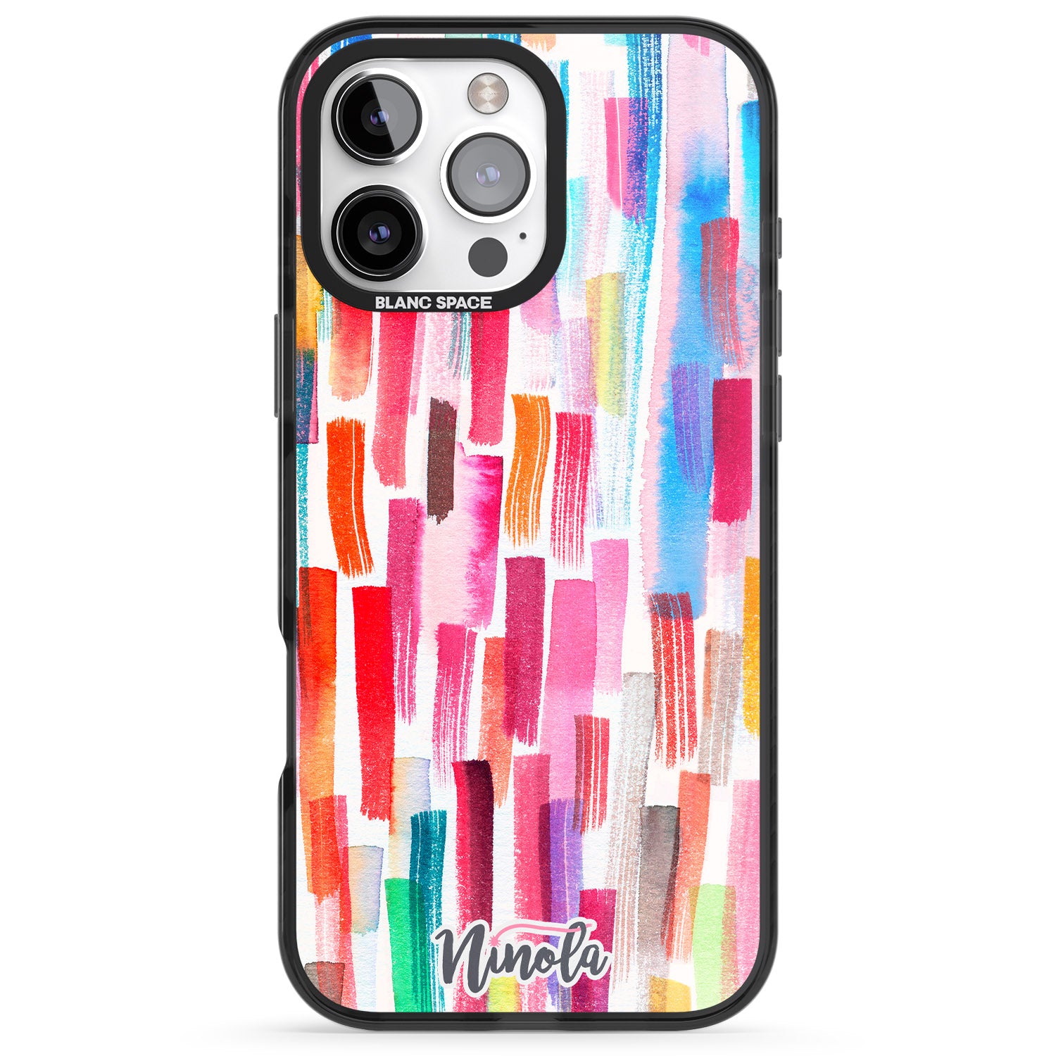 iPhone 16 Pro Max Colorful Brushstrokes Black Impact Phone Case