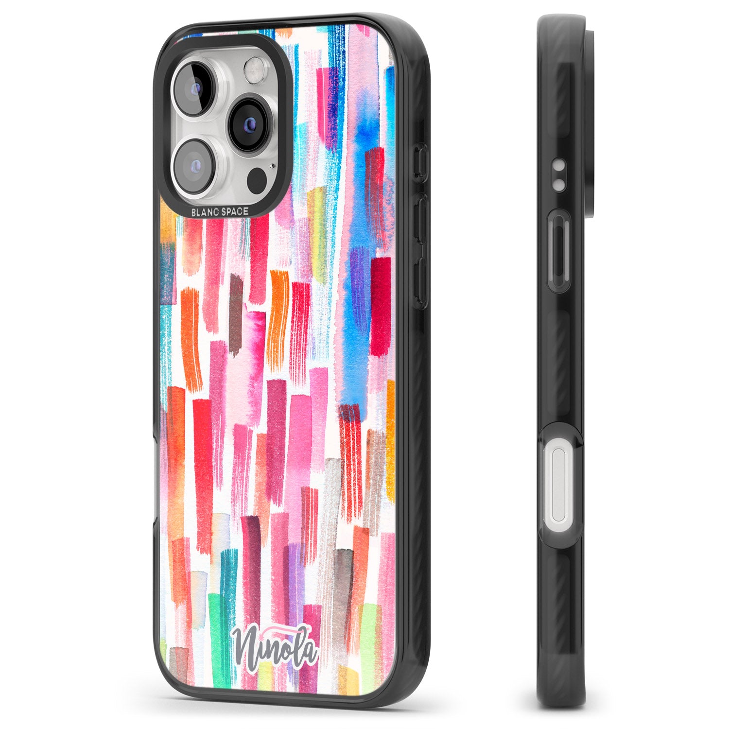 iPhone 16 Pro Max Colorful Brushstrokes Black Impact Phone Case