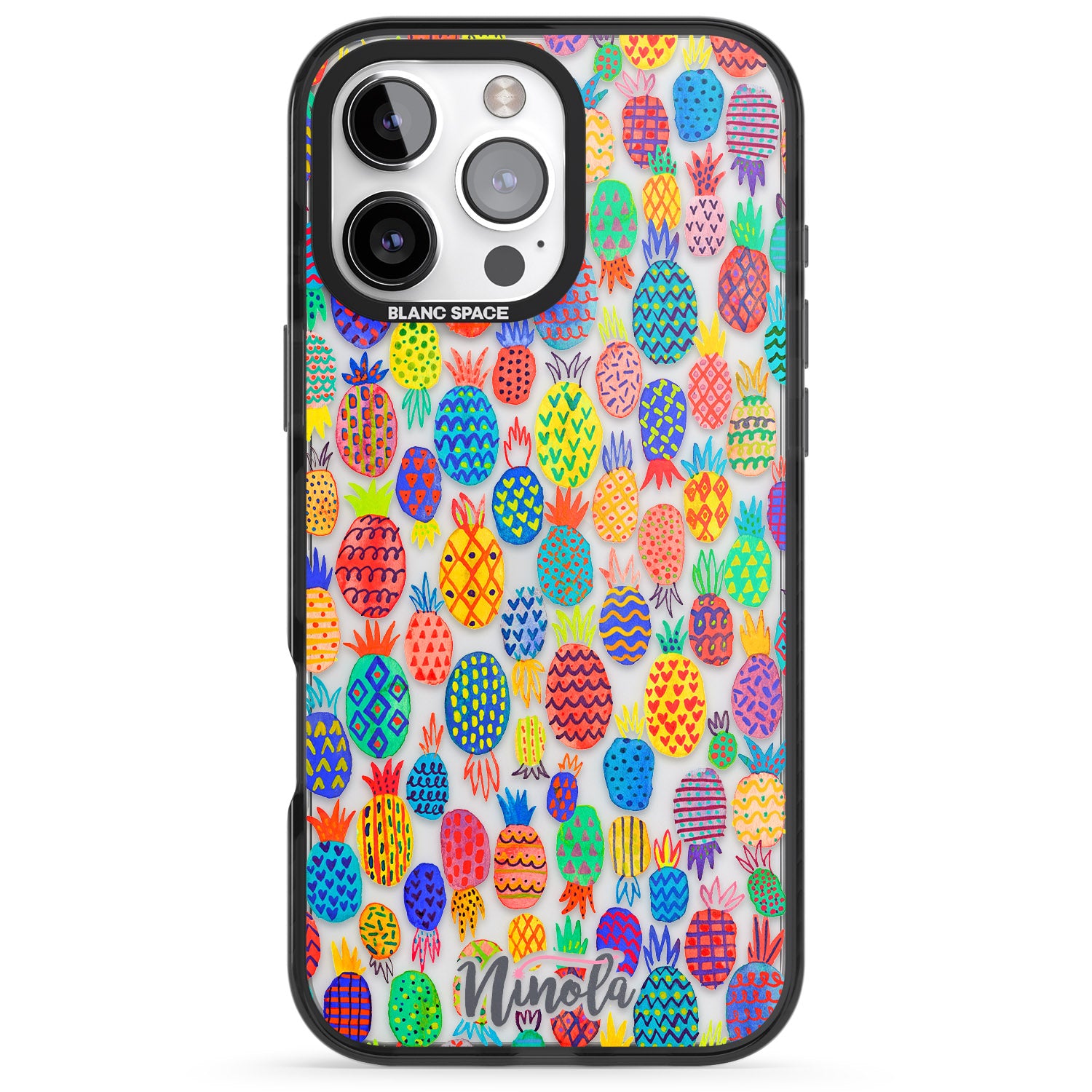 iPhone 16 Pro Max Cute Pineapples Black Impact Phone Case