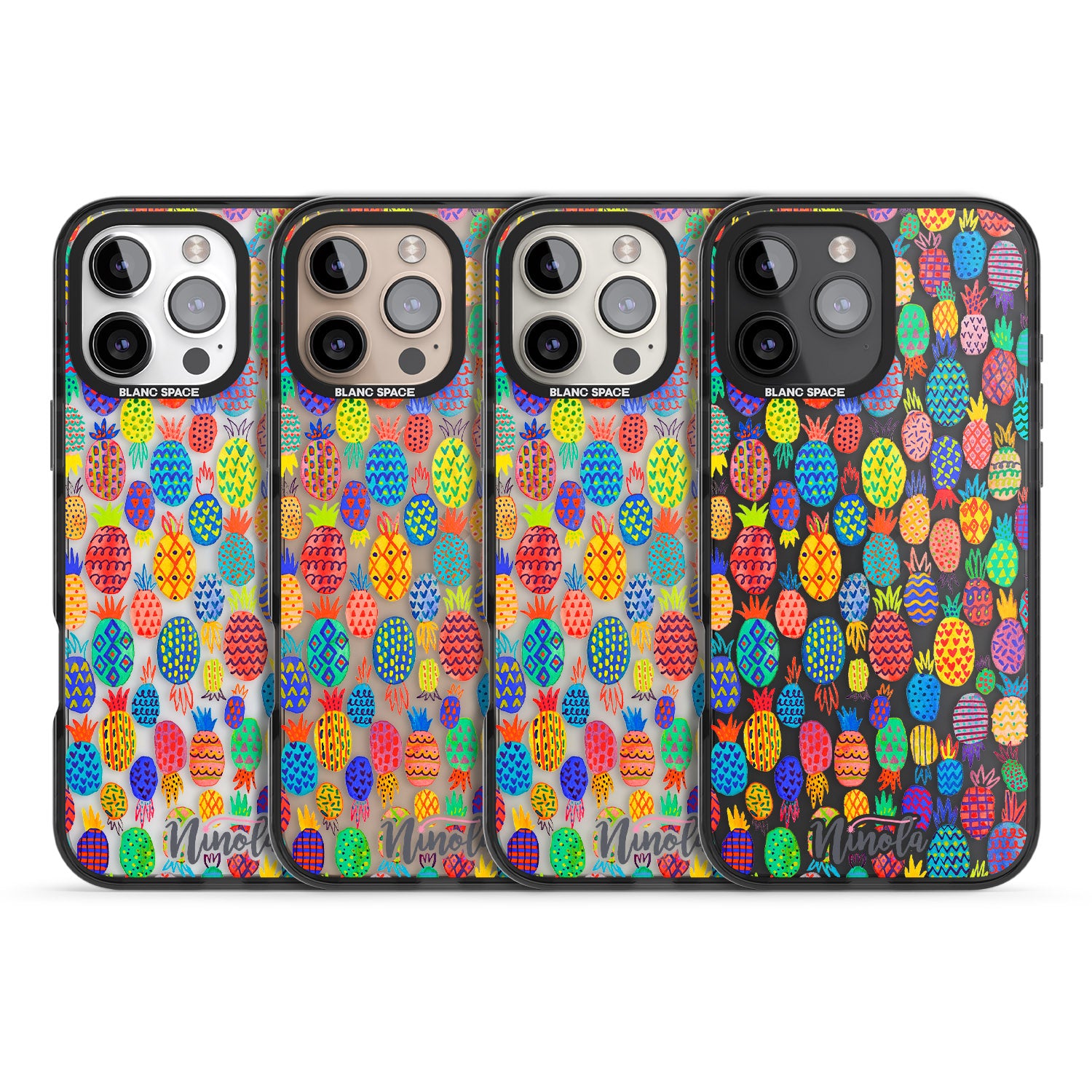 iPhone 16 Pro Max Cute Pineapples Black Impact Phone Case