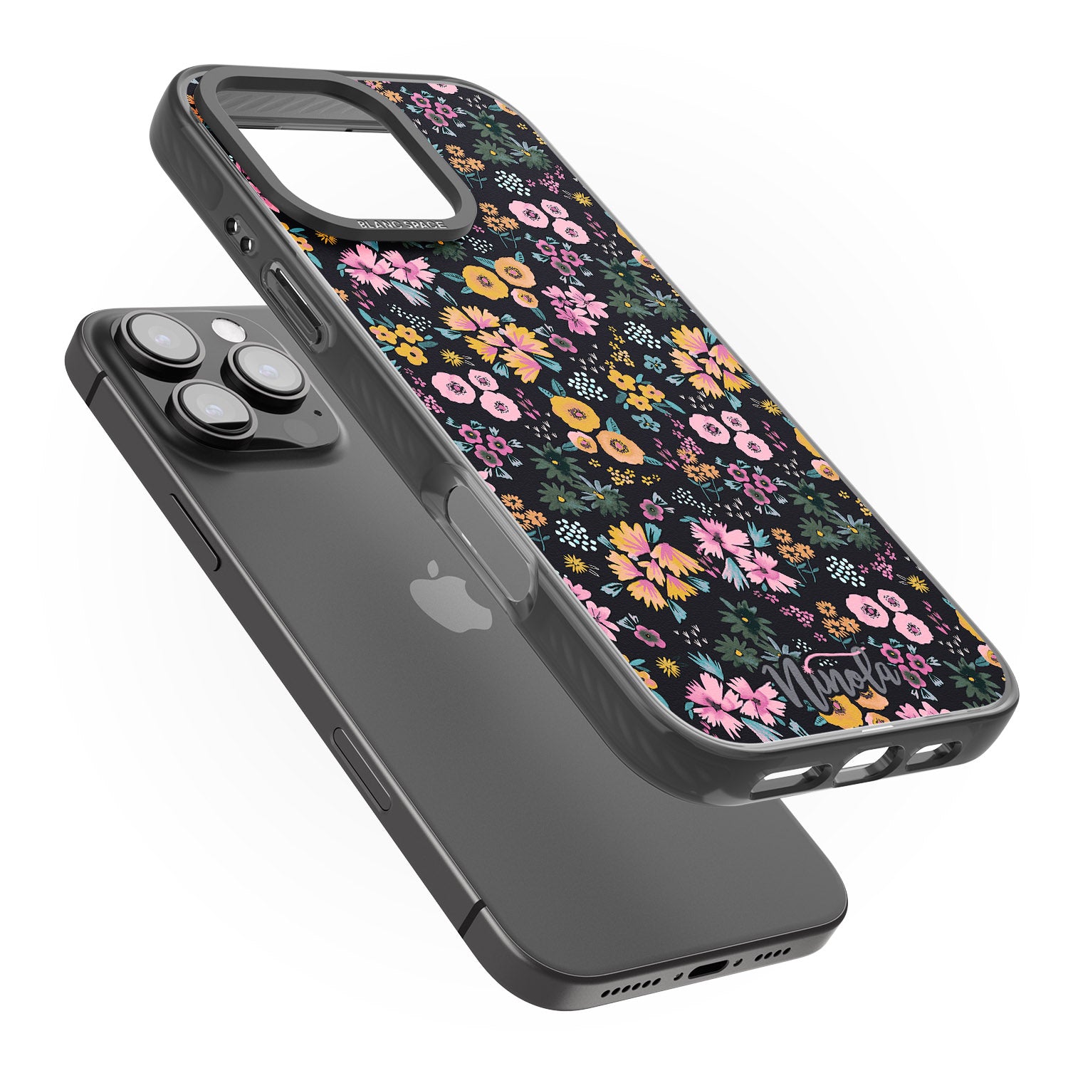 iPhone 16 Pro Max Little Flowers Black Impact Phone Case