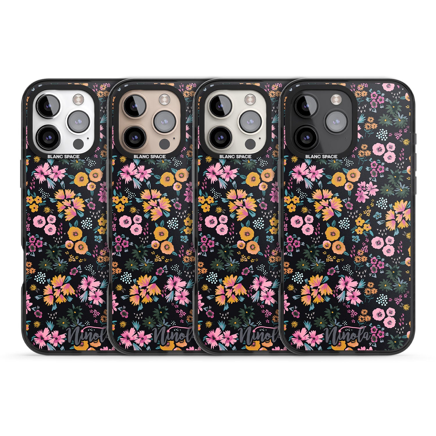 iPhone 16 Pro Max Little Flowers Black Impact Phone Case