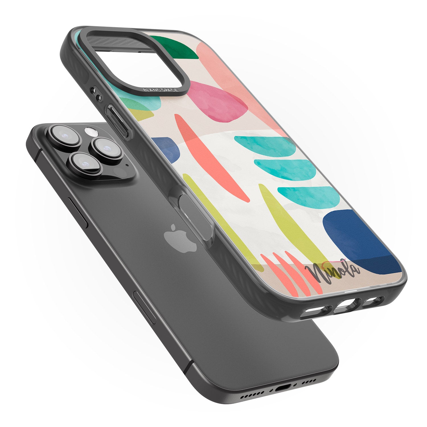 iPhone 16 Pro Max Organic Bold Shapes Black Impact Phone Case