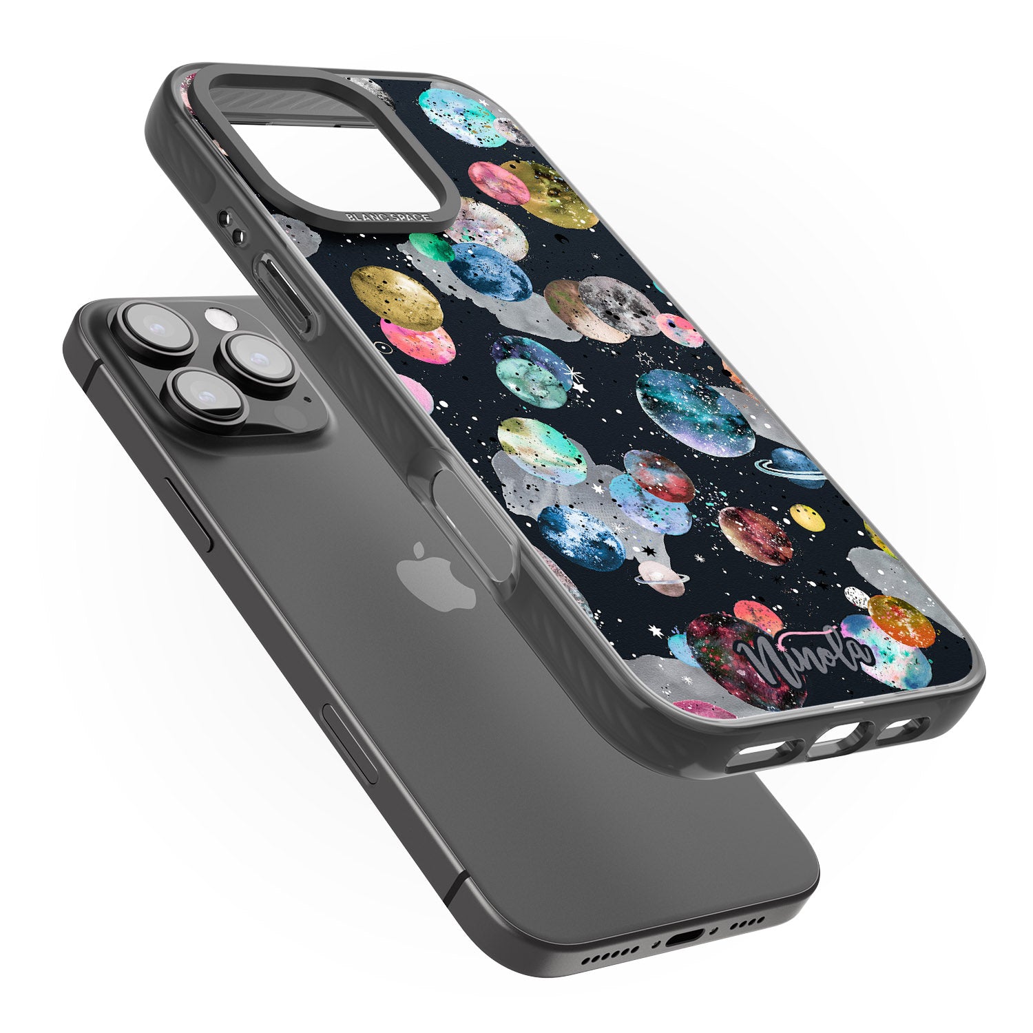 iPhone 16 Pro Max Space Planets Black Impact Phone Case