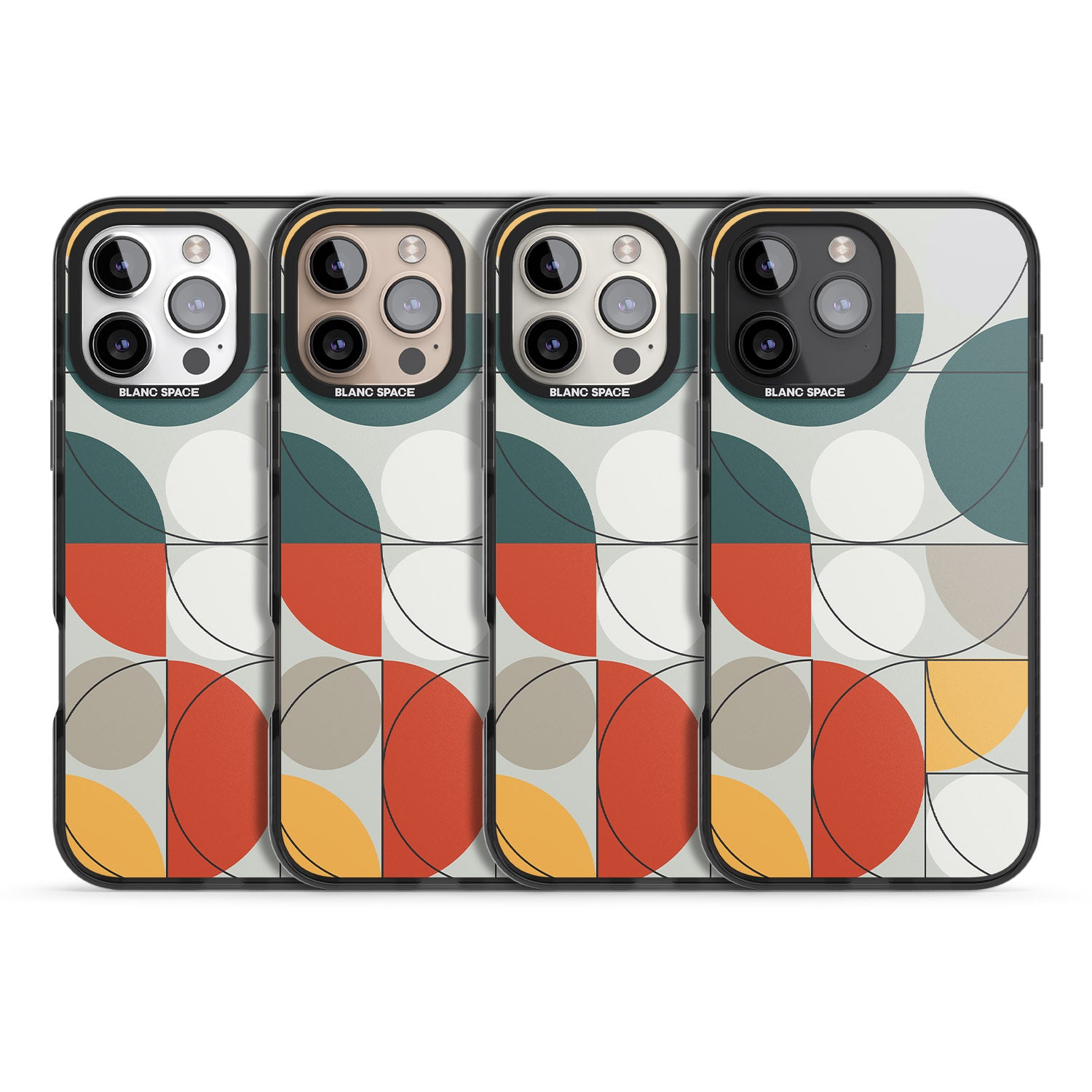 iPhone 16 Pro Max Abstract Half Circles Black Impact Phone Case