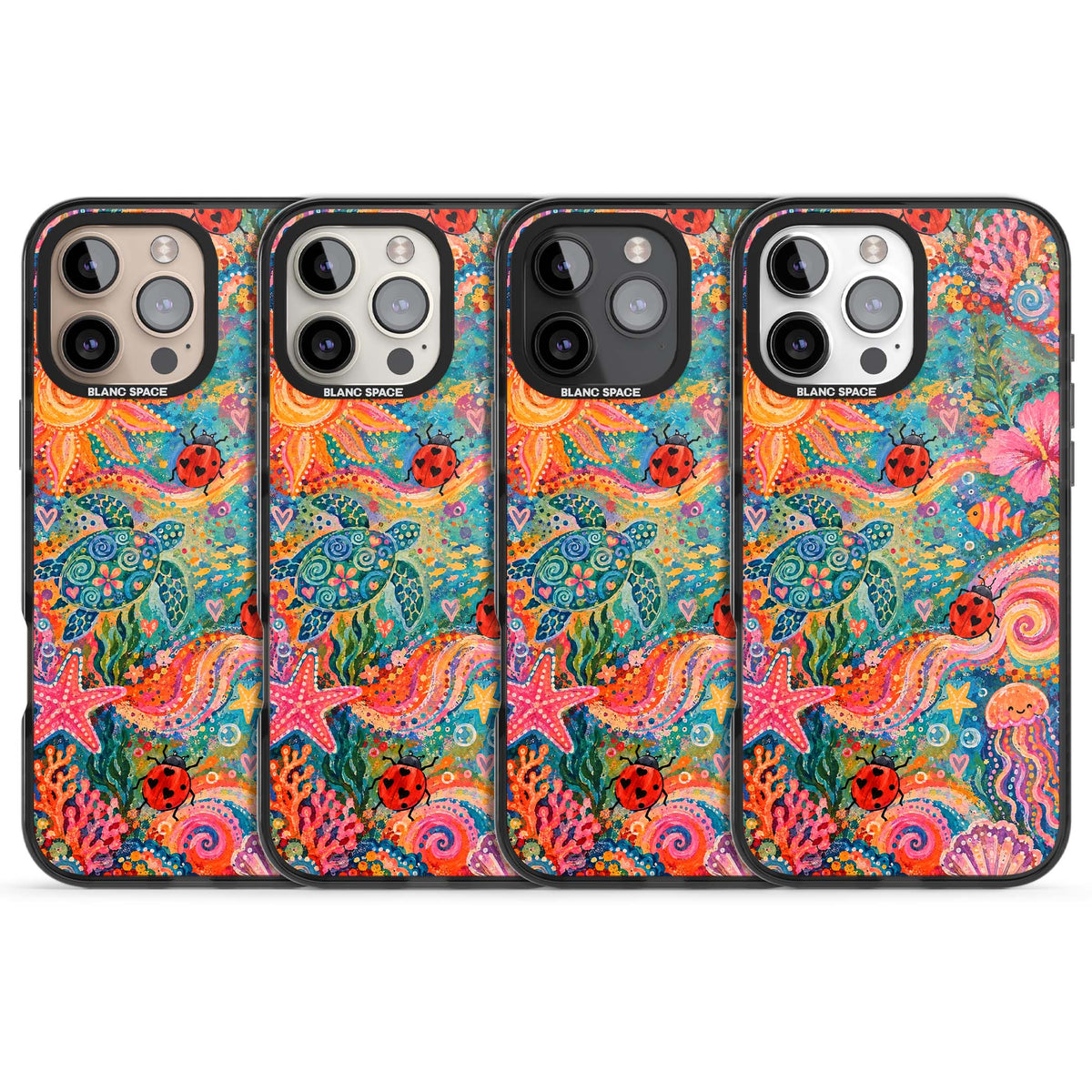 Coral Whimsy for her iPhone case | Black Impact case for iPhone 16 Pro, iPhone 16 Pro Max