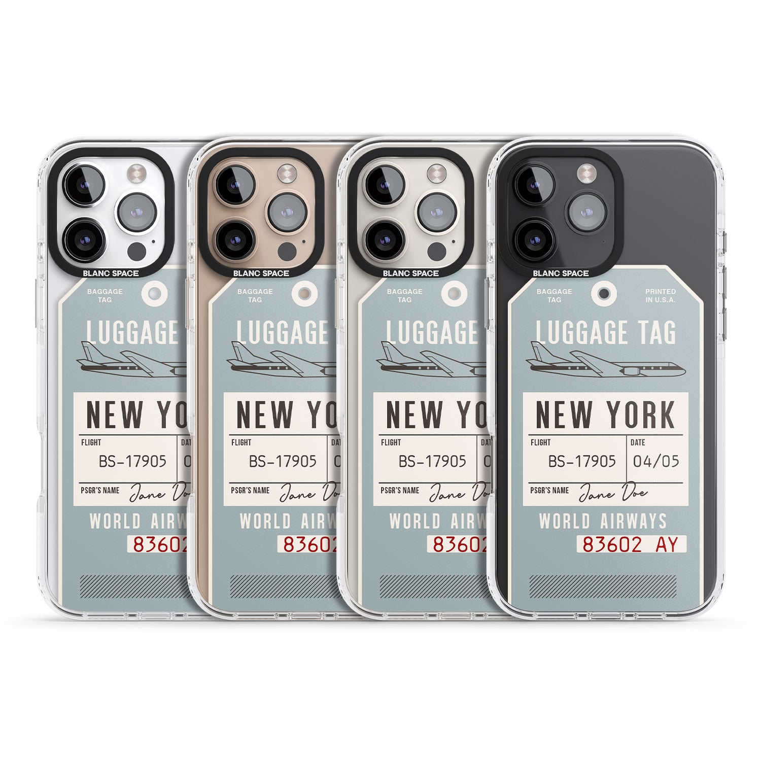 iPhone 16 Pro Max Personalised Vintage USA Luggage Tag Black Impact Phone Case