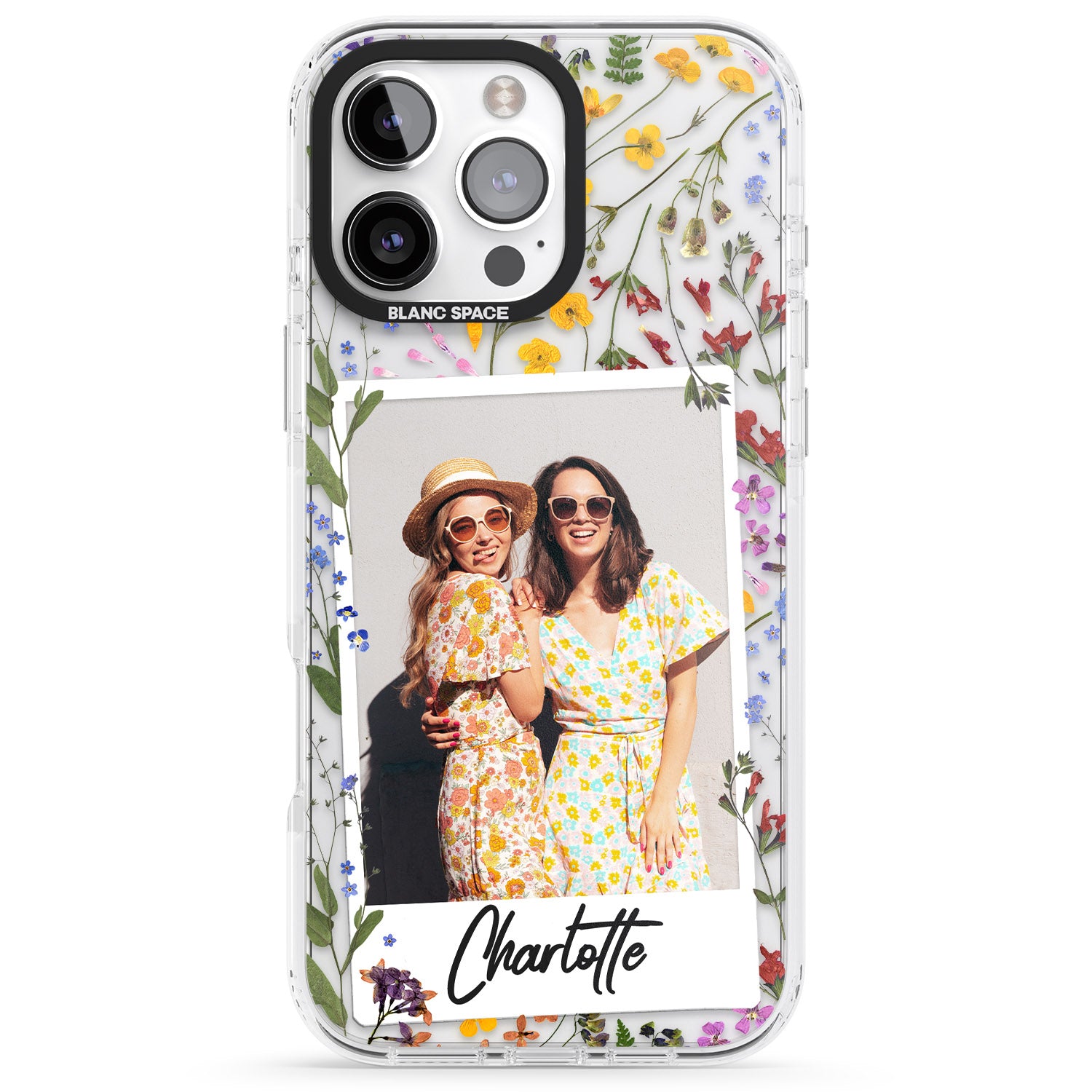 iPhone 16 Pro Max Personalised Wildflower Instant Photo Black Impact Phone Case
