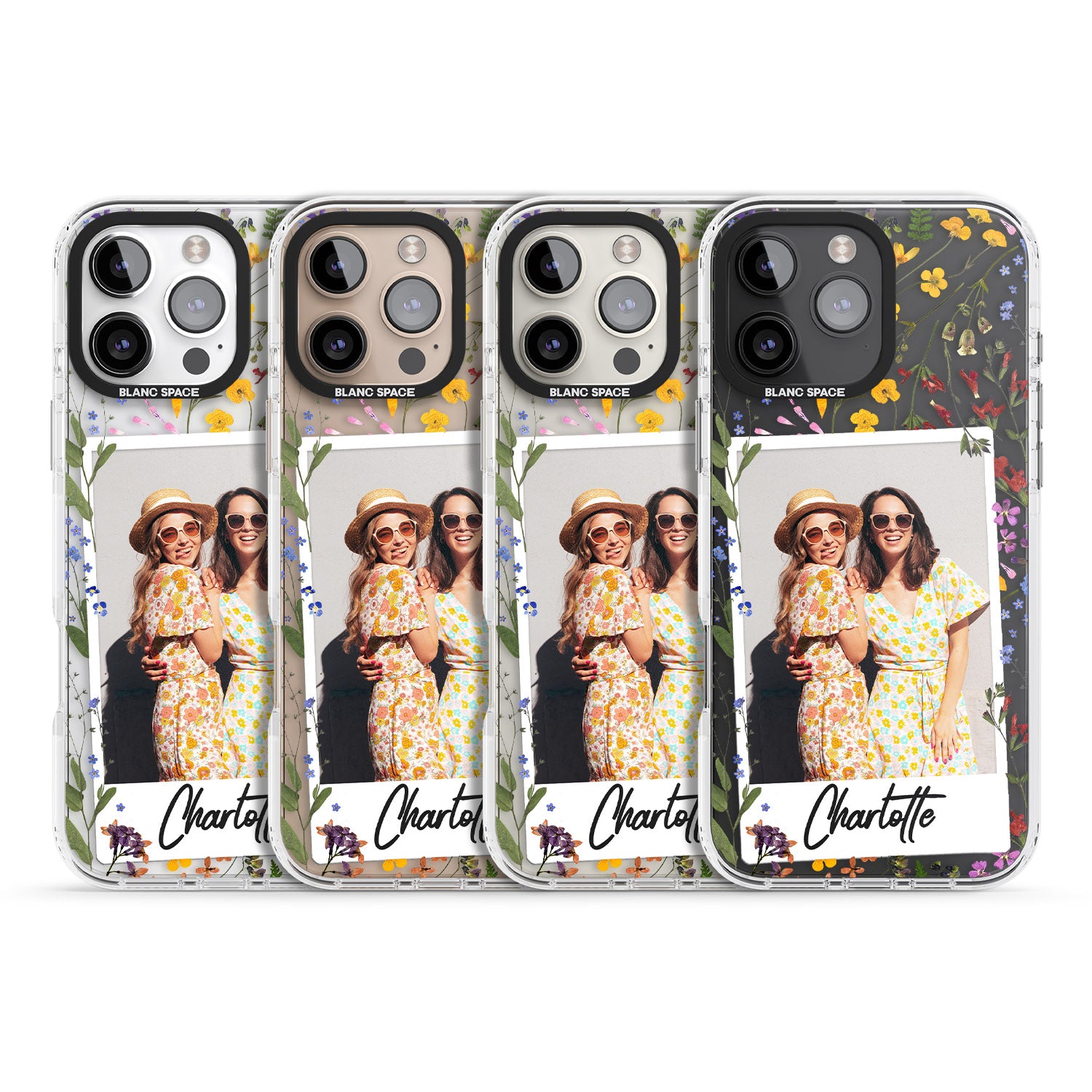 iPhone 16 Pro Max Personalised Wildflower Instant Photo Black Impact Phone Case