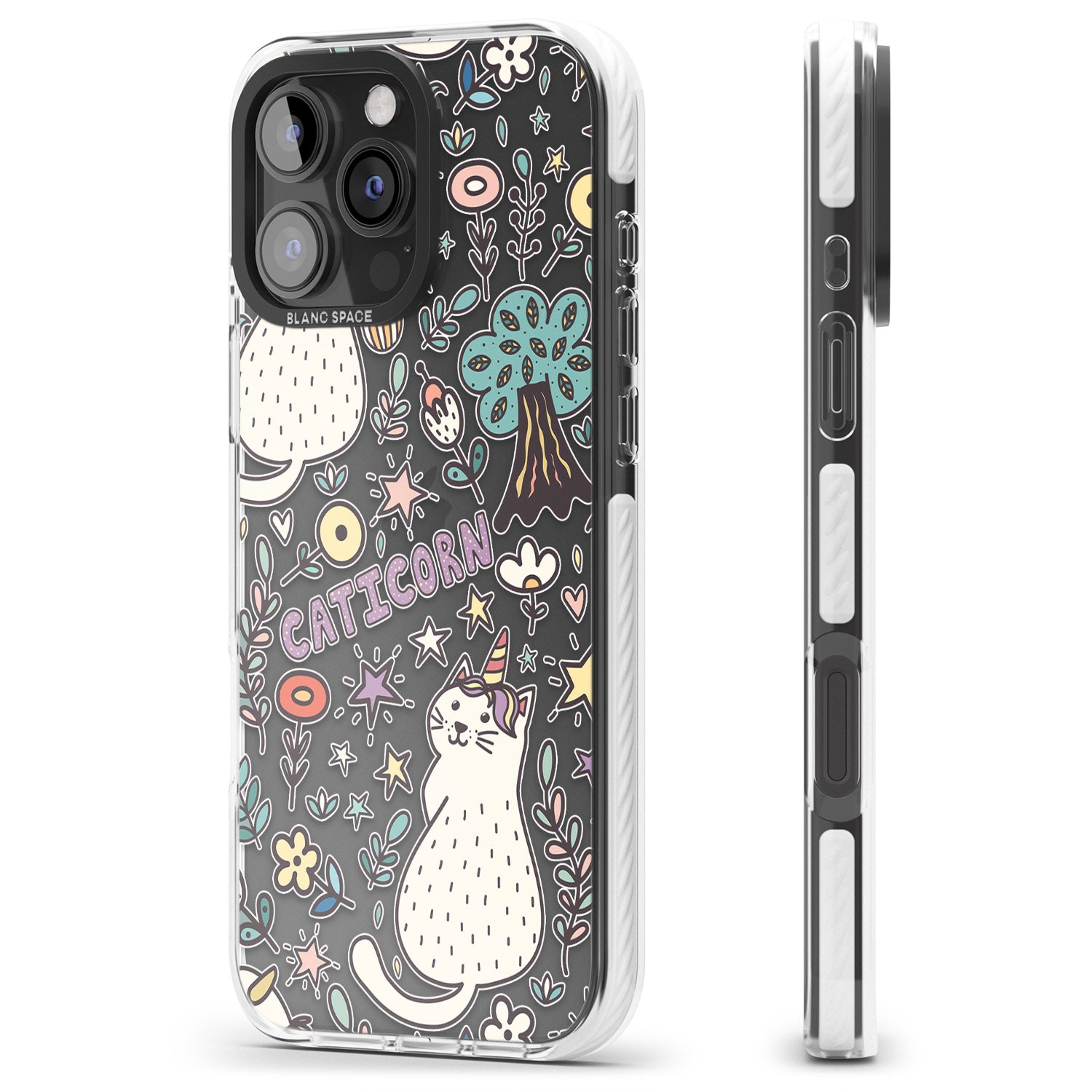 iPhone 16 Pro Max Caticorn pattern Black Impact Phone Case