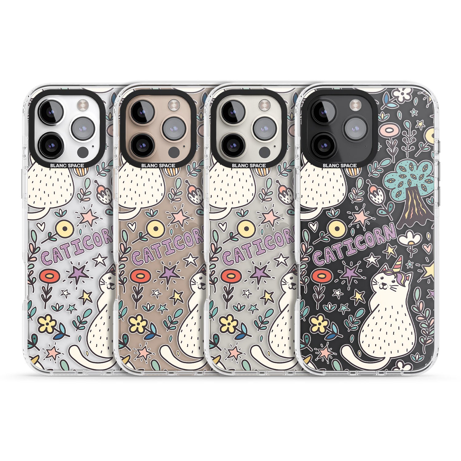 iPhone 16 Pro Max Caticorn pattern Black Impact Phone Case