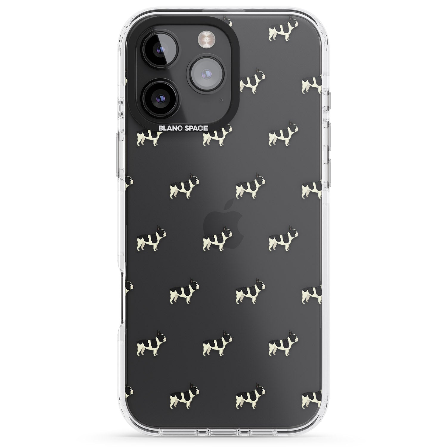 iPhone 16 Pro Max French Bulldog Dog Pattern Clear Black Impact Phone Case