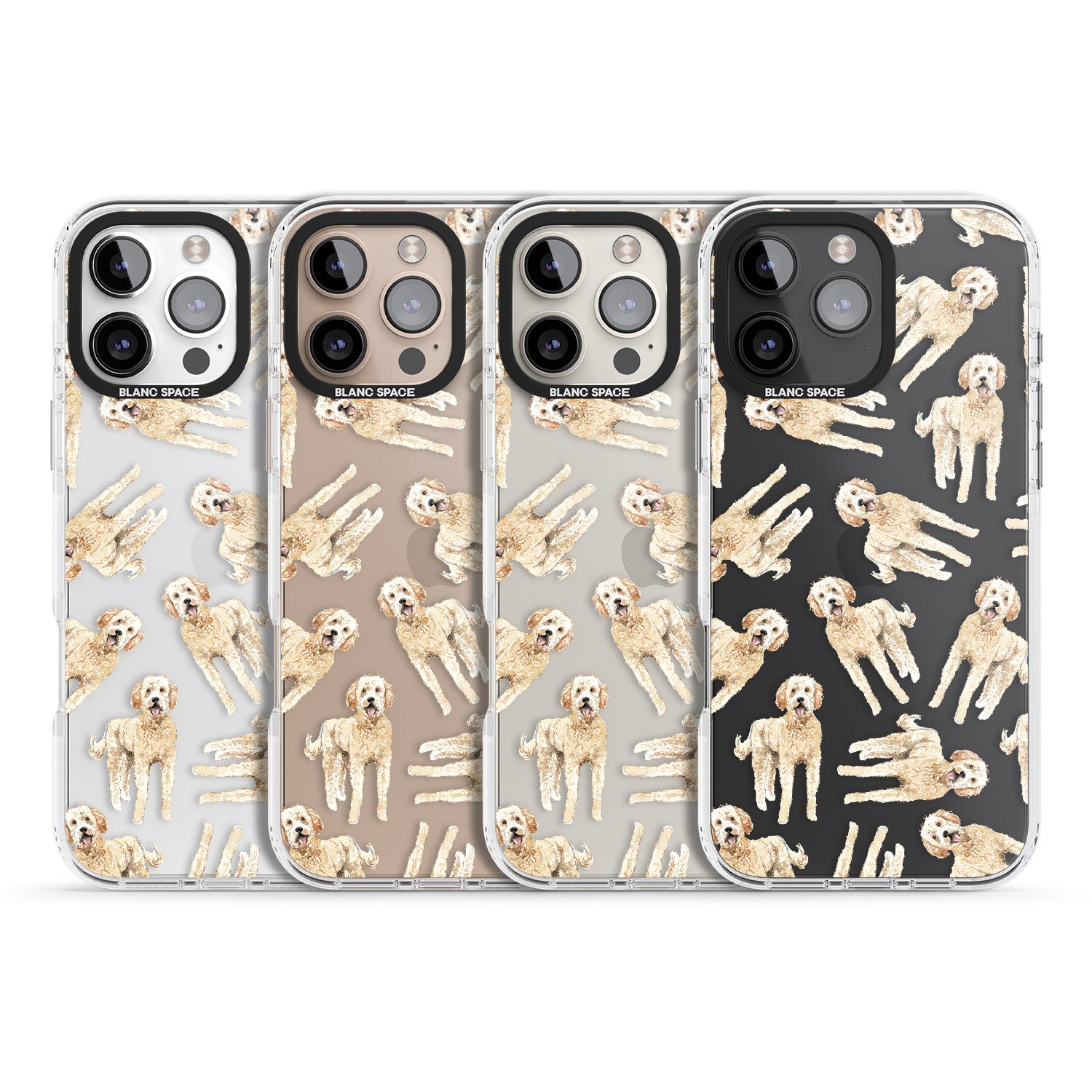 iPhone 16 Pro Max Goldendoodle Watercolour Dog Pattern Black Impact Phone Case