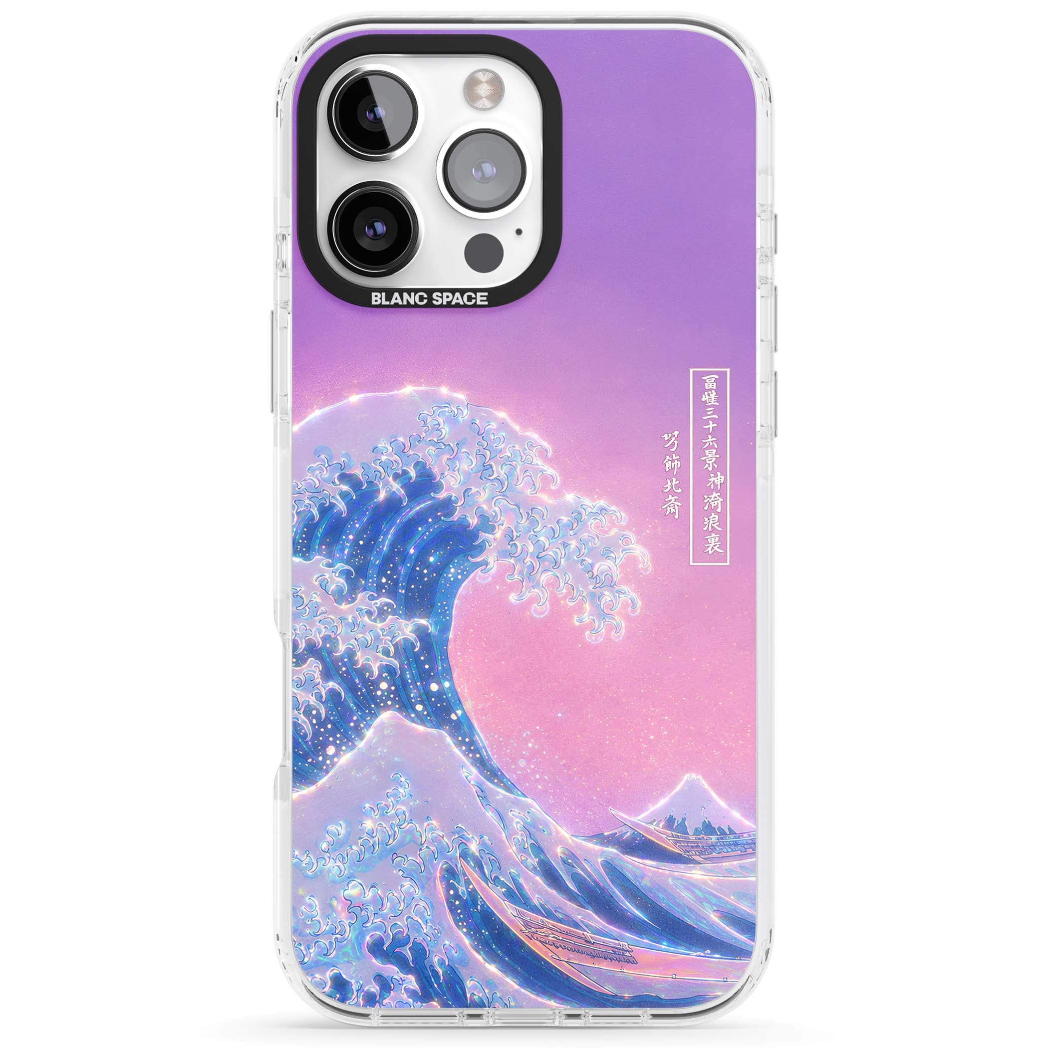 The Great Opal Wave Japanese iPhone case featuring Hokusai's great wave in iridescent pastels with lilac sky and Mou | Clear Impact case for iPhone 16 Pro, iPhone 16 Pro Max
