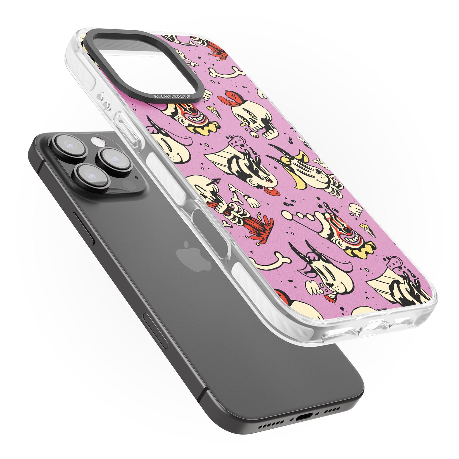 iPhone 16 Pro Max Purple Retro Halloween Pattern Black Impact Phone Case