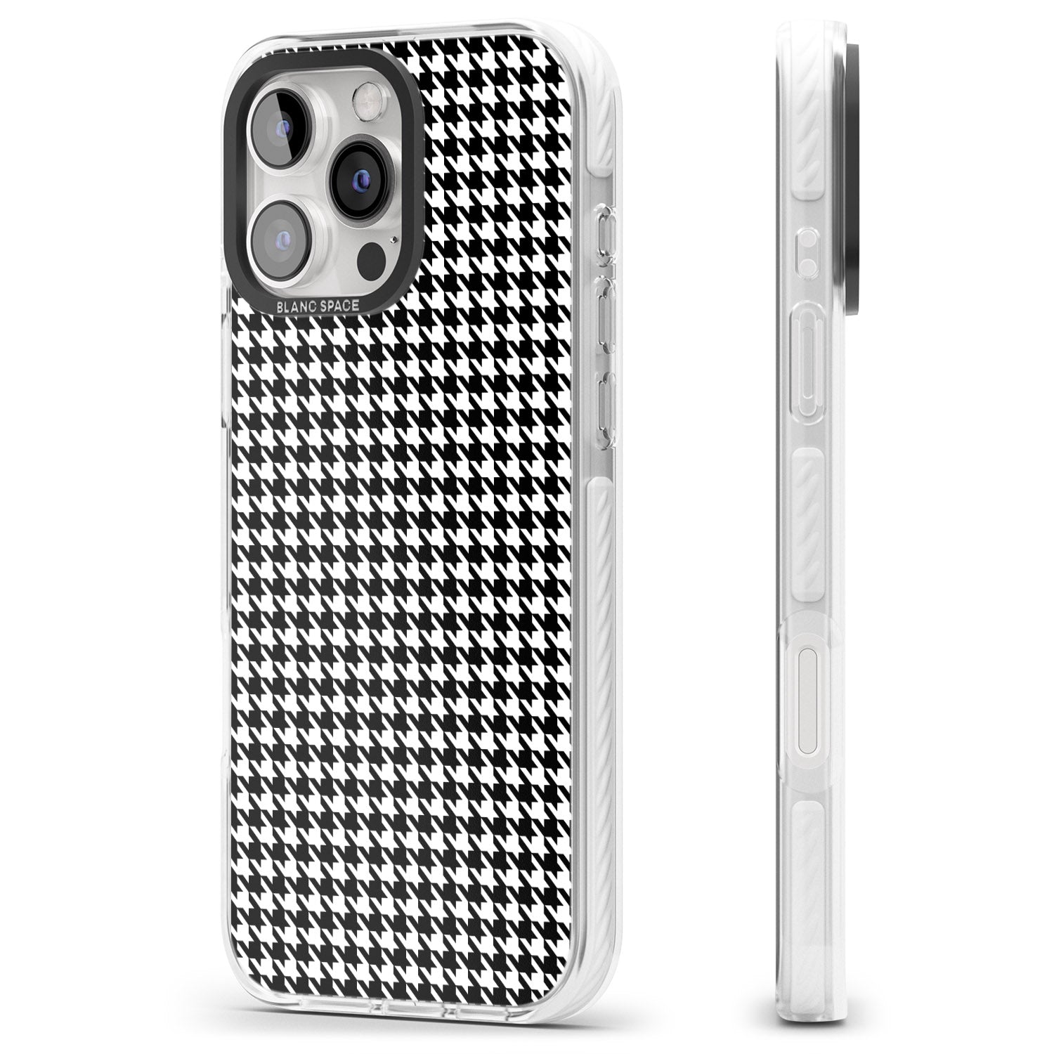 iPhone 16 Pro Max Black Houndstooth Pattern Black Impact Phone Case