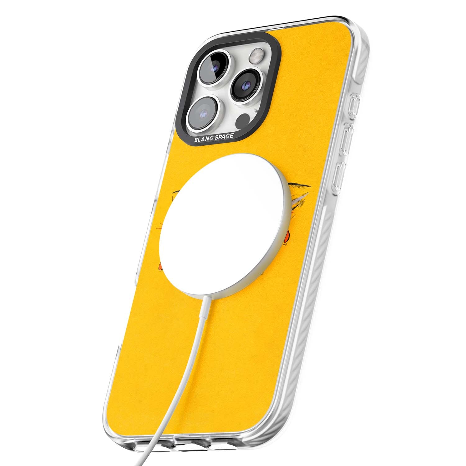 Yellow Tearful Eyes indie iPhone case featuring hand-drawn crying eyes with orange tears on a yellow background | Impact Magsafe case for iPhone 16 Pro, iPhone 16 Pro Max