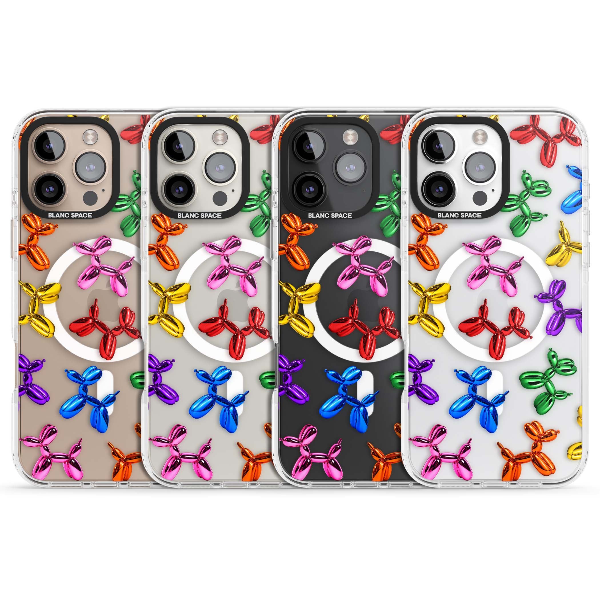 Balloon Dogs pop art iPhone case featuring rainbow chrome balloon dogs in Jeff Koons style | Impact Magsafe case for iPhone 16 Pro, iPhone 16 Pro Max