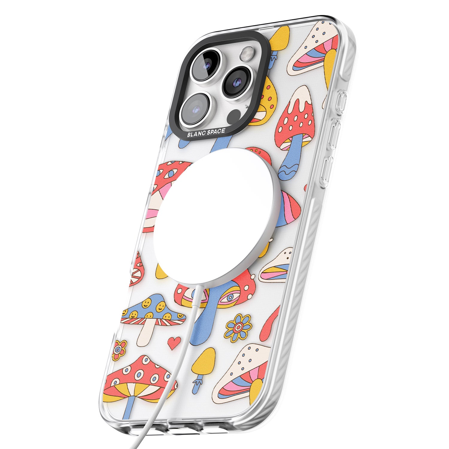 iPhone 16 Vibrant Shrooms Clear Impact Phone Case