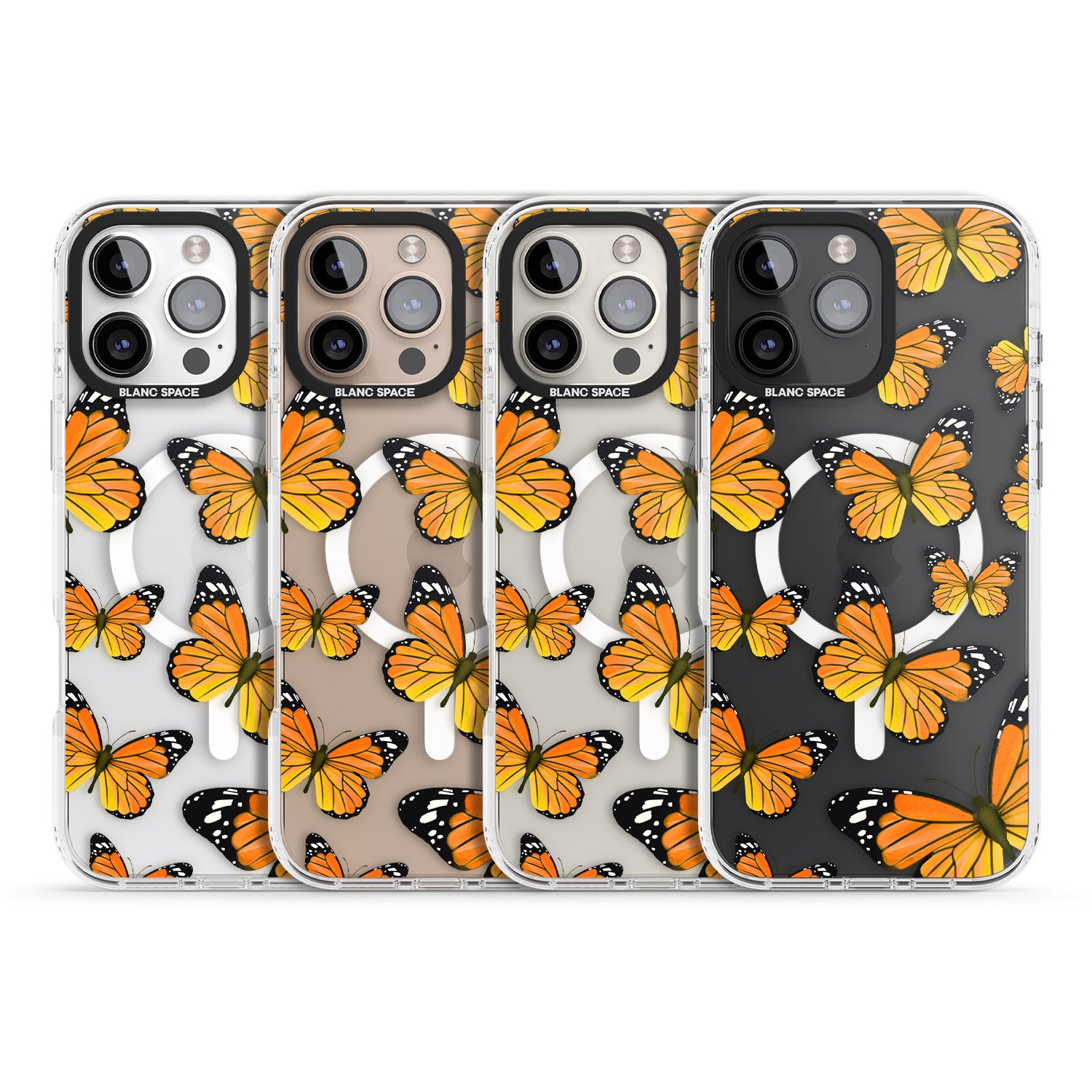 iPhone 16 Pro Max Sun-Yellow Butterflies Black Impact Phone Case