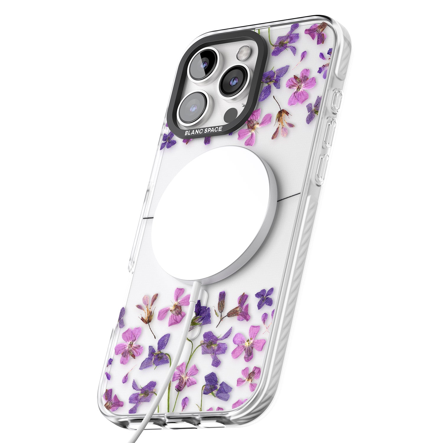 iPhone 16 Pro Max Personalised Purple Violets Black Impact Phone Case