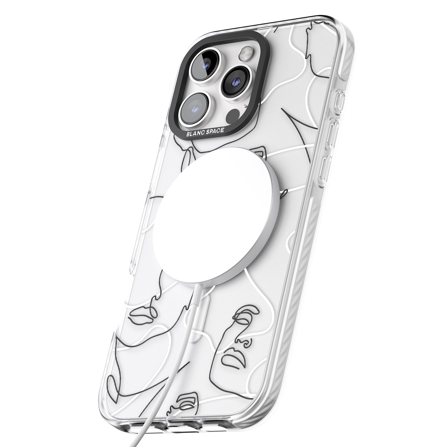 iPhone 16 Pro Max Personalised Abstract Faces Black Impact Phone Case