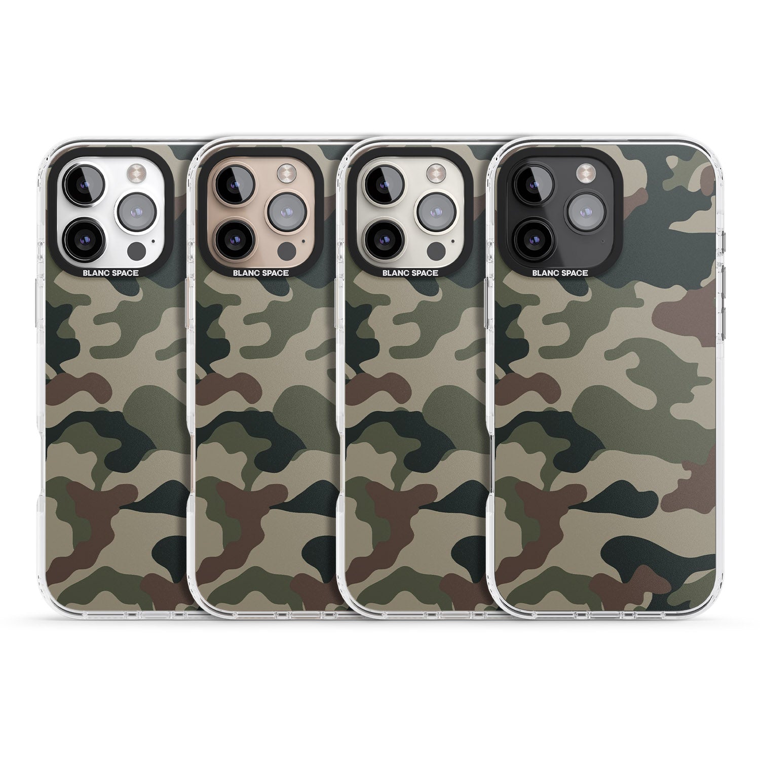 iPhone 16 Pro Max Green and Brown Camo Black Impact Phone Case